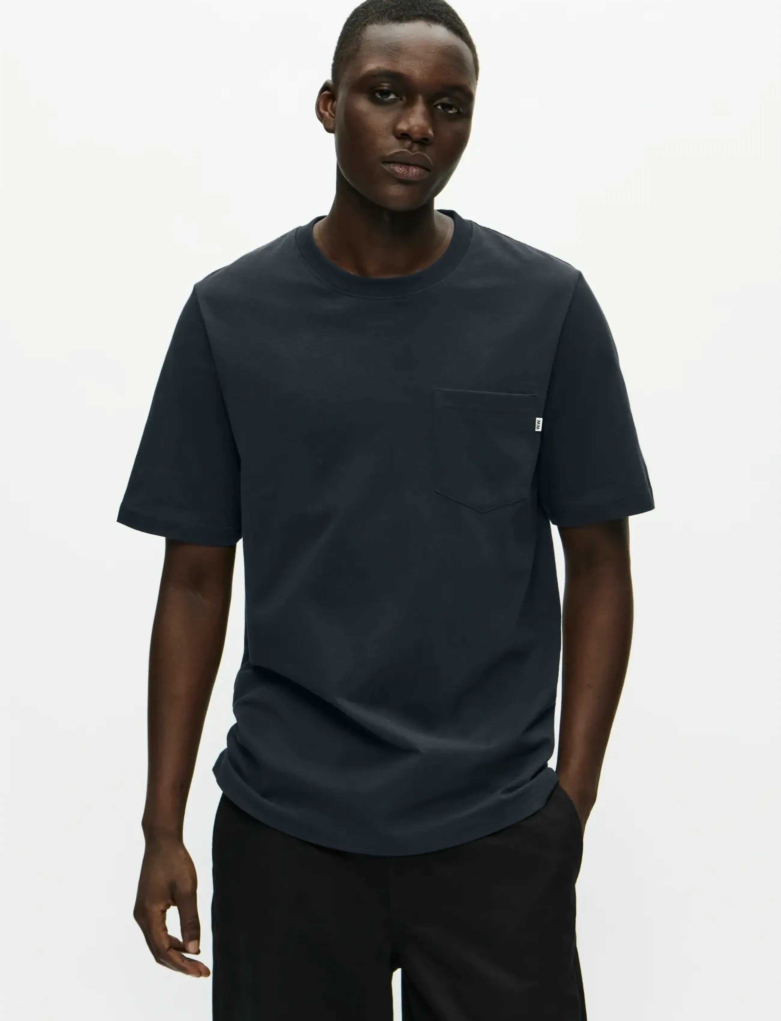 WOOD WOOD Wwbobby Pocket Tee 25220, Mænd, Lomme T-shirt, Navy, Str: M