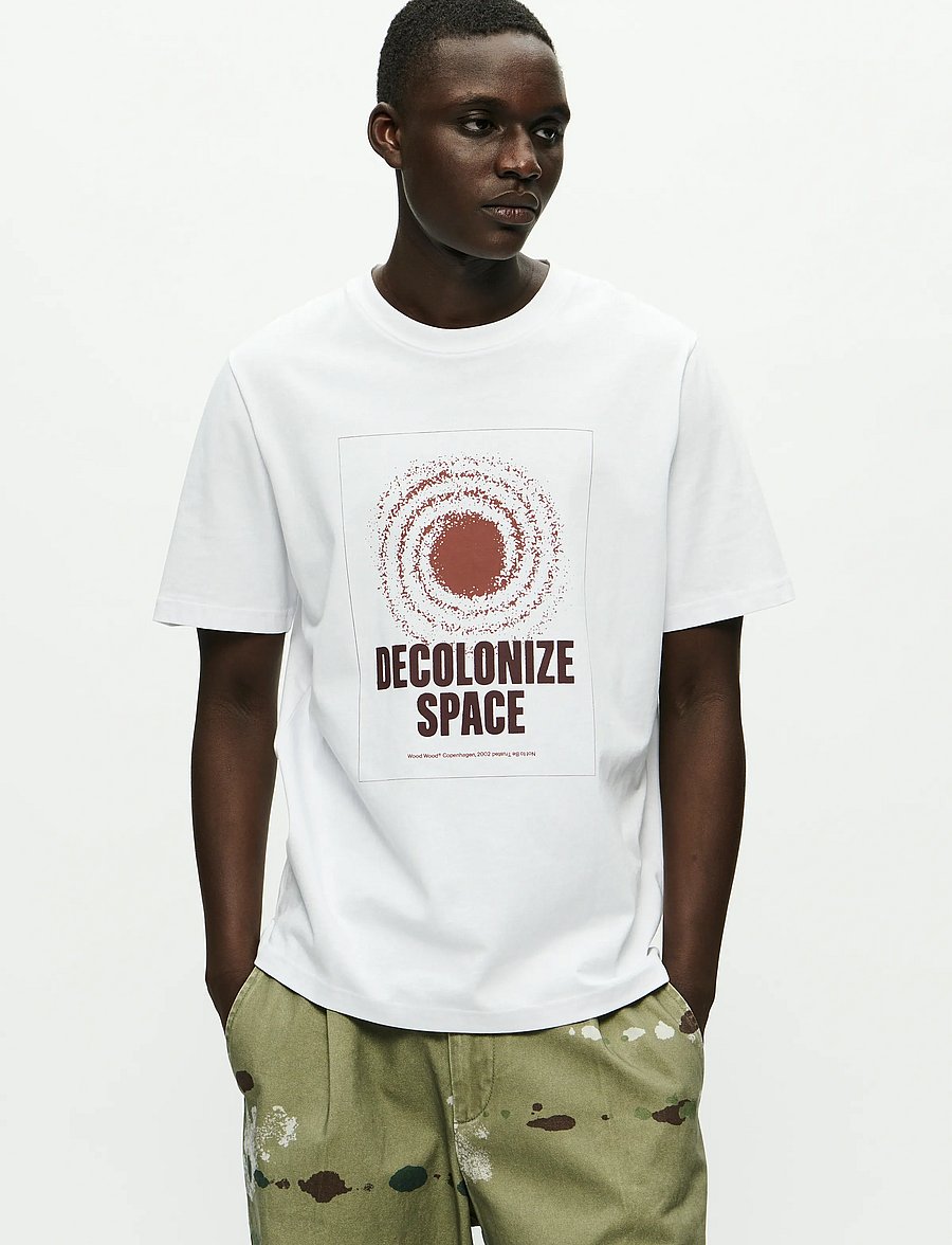 WOOD WOOD - WWBobby tee space 25220 - kortärmade t-shirts - bright white - 0