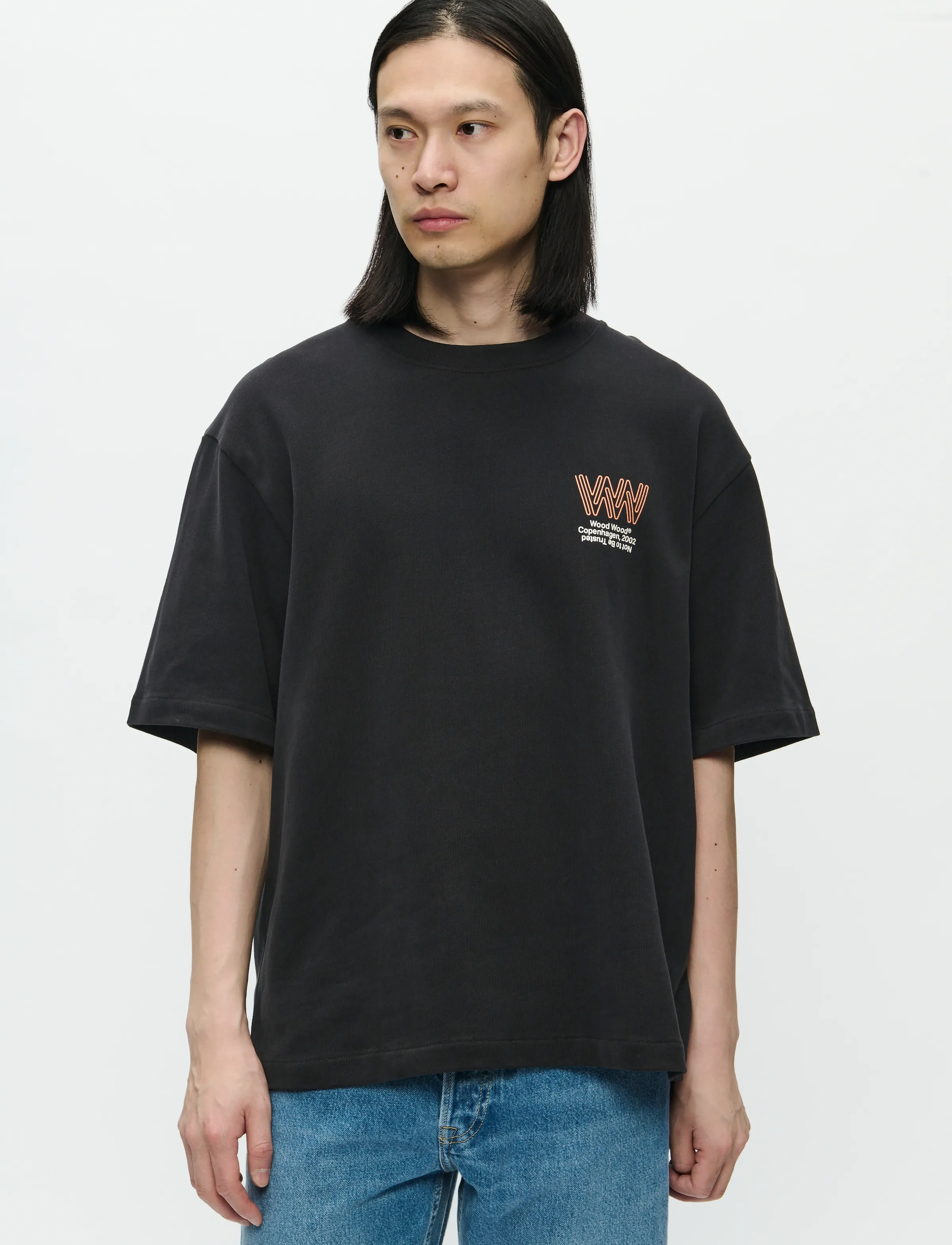 WOOD WOOD Wwgary Tee Sphere 25222, L, Black, T-Shirts > Kortærmede, Herre