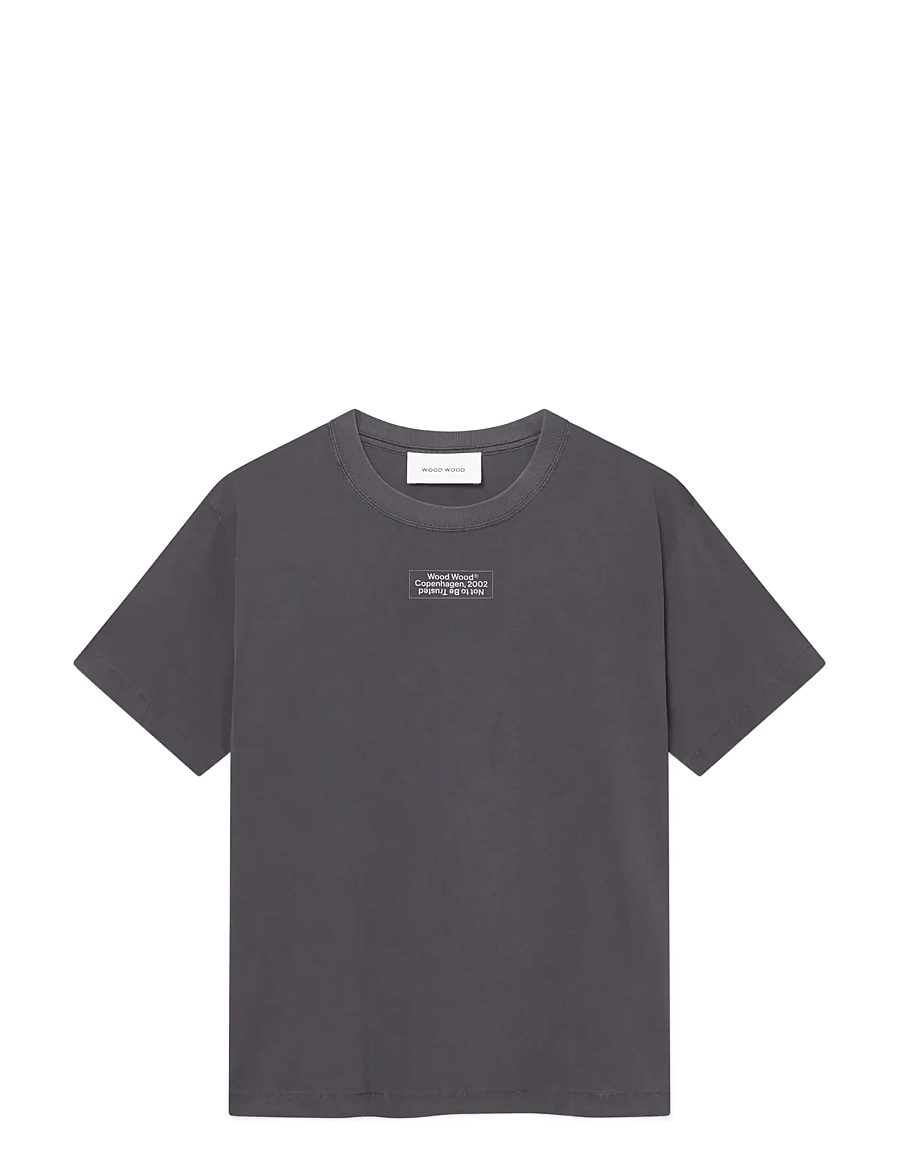 WOOD WOOD - WWGary tee typo 25207 - short-sleeved t-shirts - black sand - 1