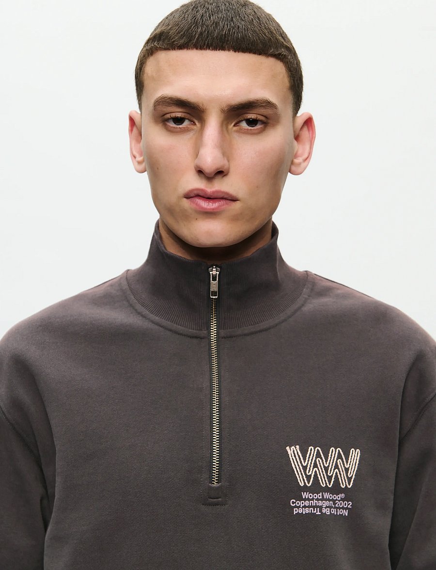 WOOD WOOD - WWJack half zipper corp 25211 - sweatshirts - black sand - 4