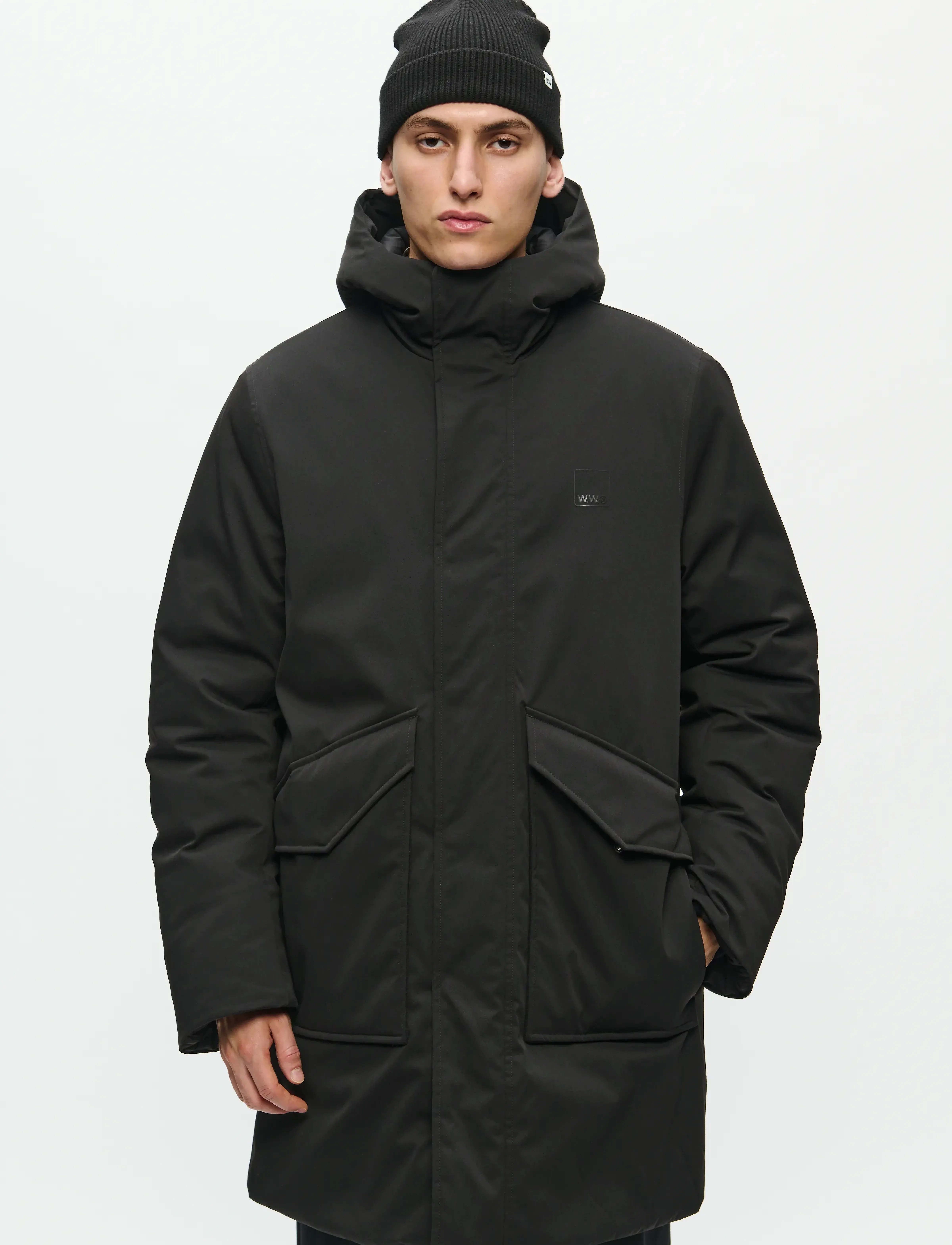 WOOD WOOD WWHanes parka coat 25256 - Overtøj - BLACK / black