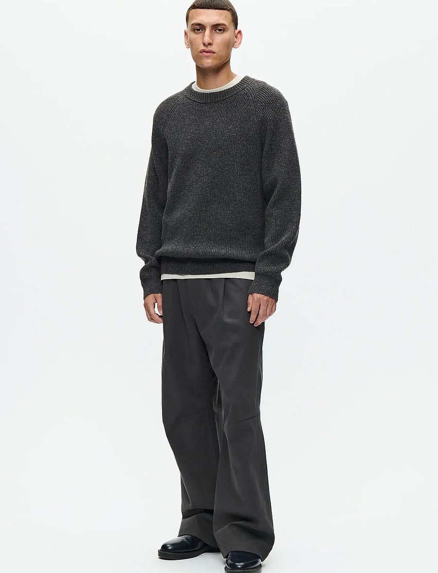 WOOD WOOD - WWKevin crew neck 25298 - okrągły dekolt - gray pinstripe melange - 2