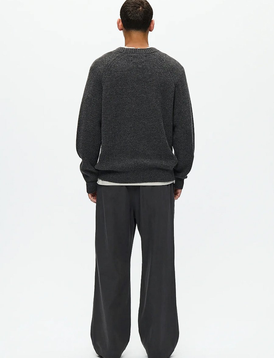WOOD WOOD - WWKevin crew neck 25298 - okrągły dekolt - gray pinstripe melange - 3