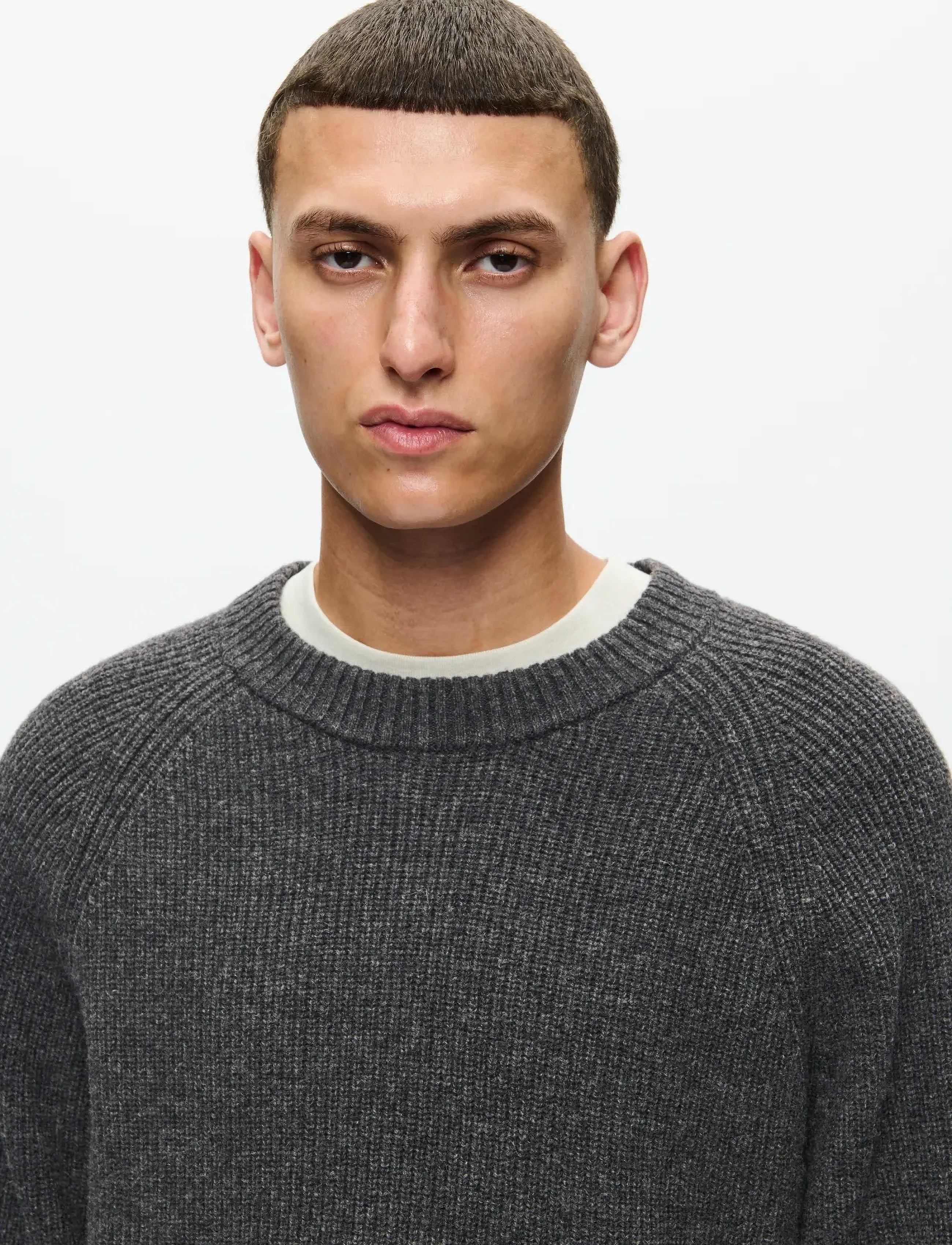 WOOD WOOD - WWKevin crew neck 25298 - okrągły dekolt - gray pinstripe melange - 4