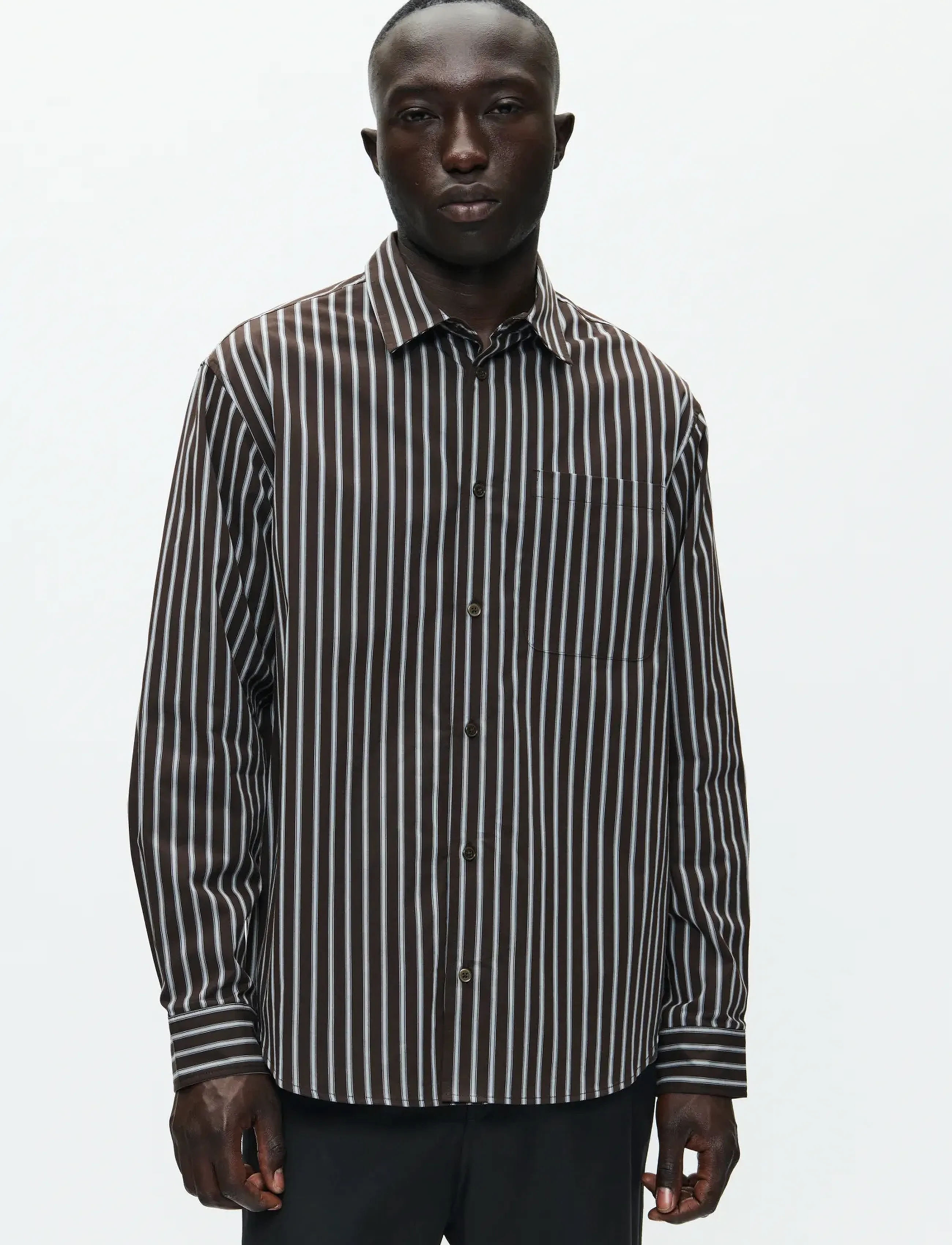 WOOD WOOD WWNico shirt 25278 - Skjorter - CHOCOLATE TORTE STRIPE / brown
