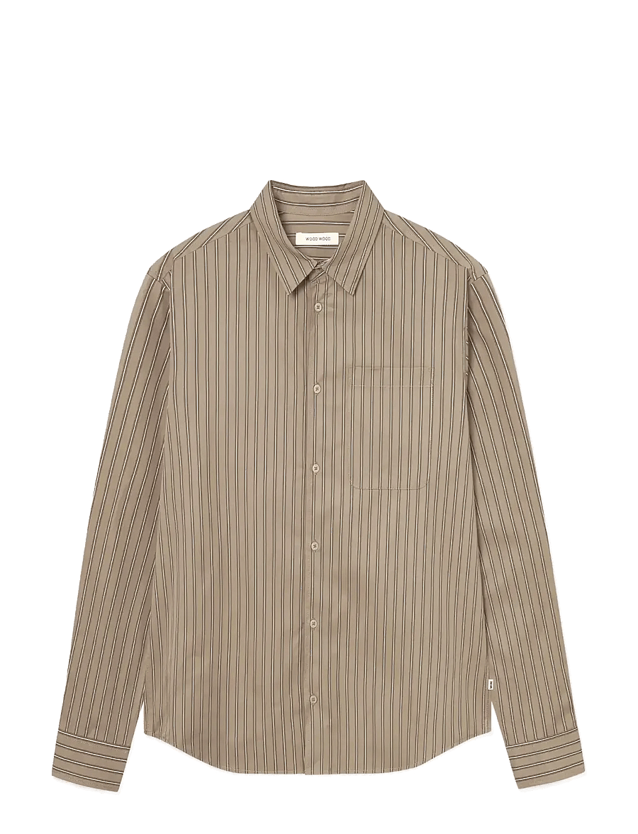 WOOD WOOD - WWNico shirt 25278 - chemises à rayures - greige stripe - 1
