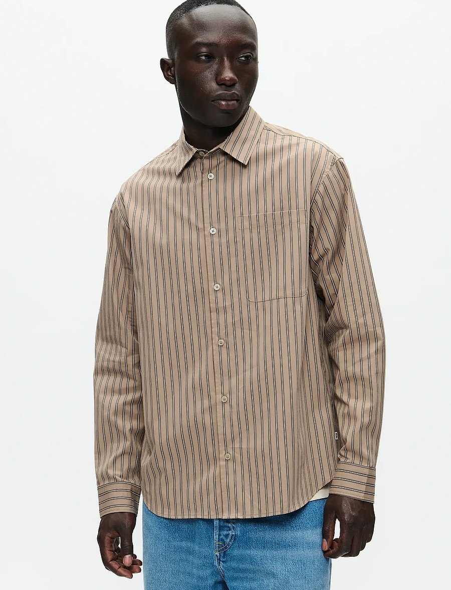 WOOD WOOD - WWNico shirt 25278 - chemises à rayures - greige stripe - 0