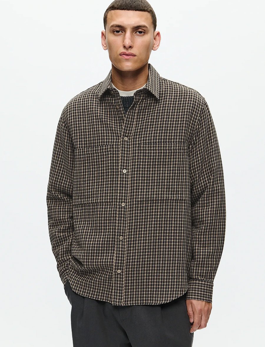 WOOD WOOD - WWNico shirt 25280 - greige check - 0