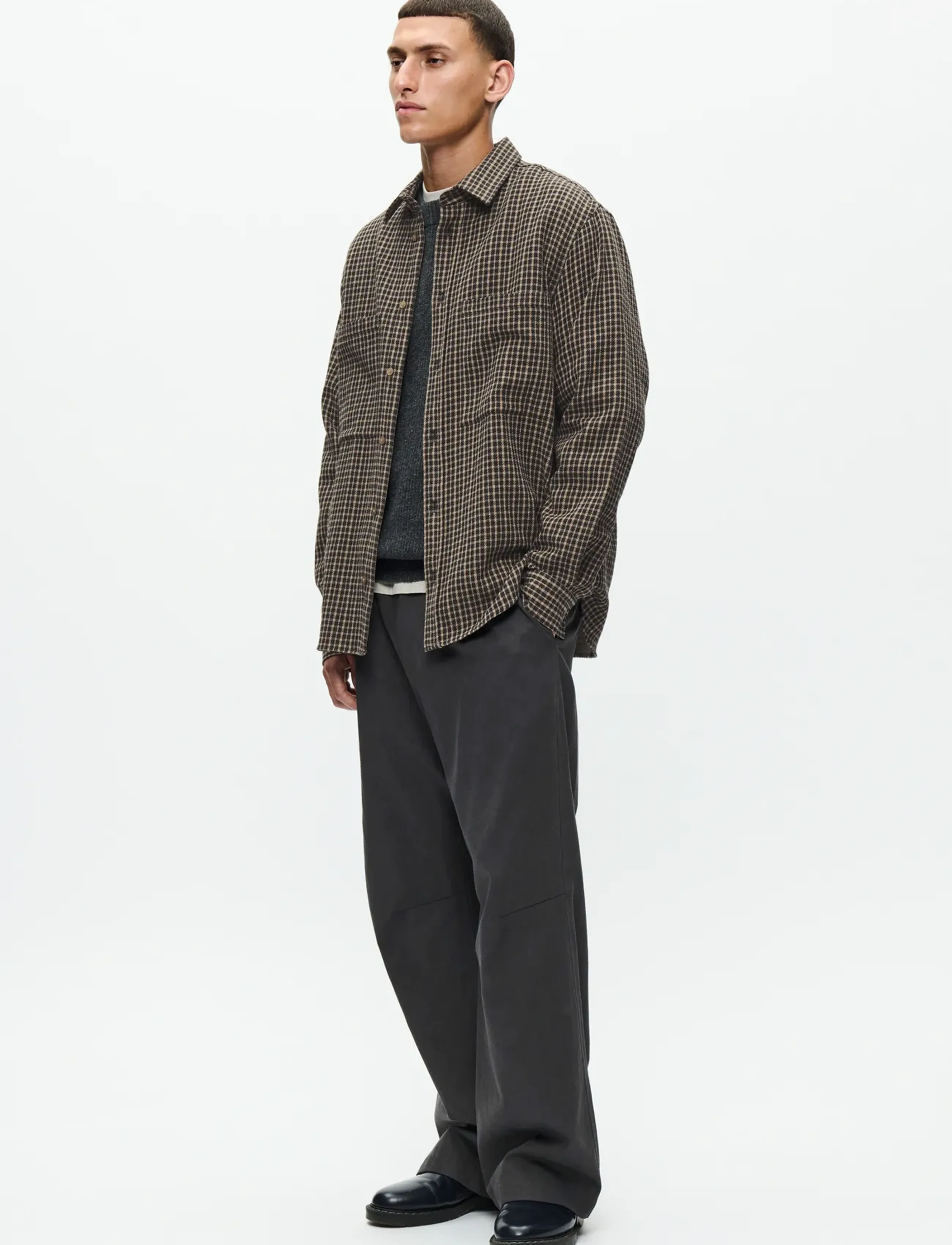 WOOD WOOD - WWNico shirt 25280 - greige check - 2
