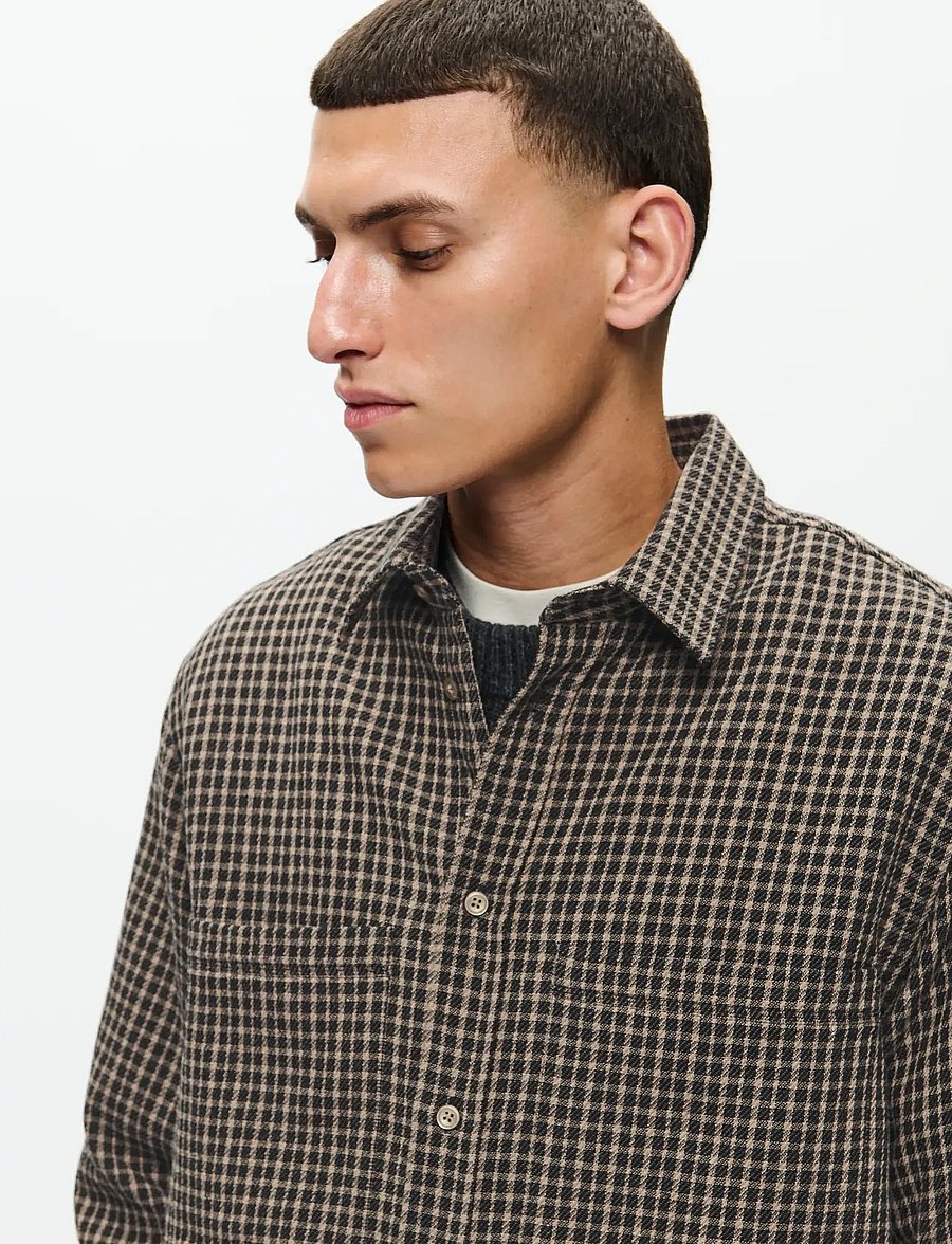 WOOD WOOD - WWNico shirt 25280 - greige check - 4