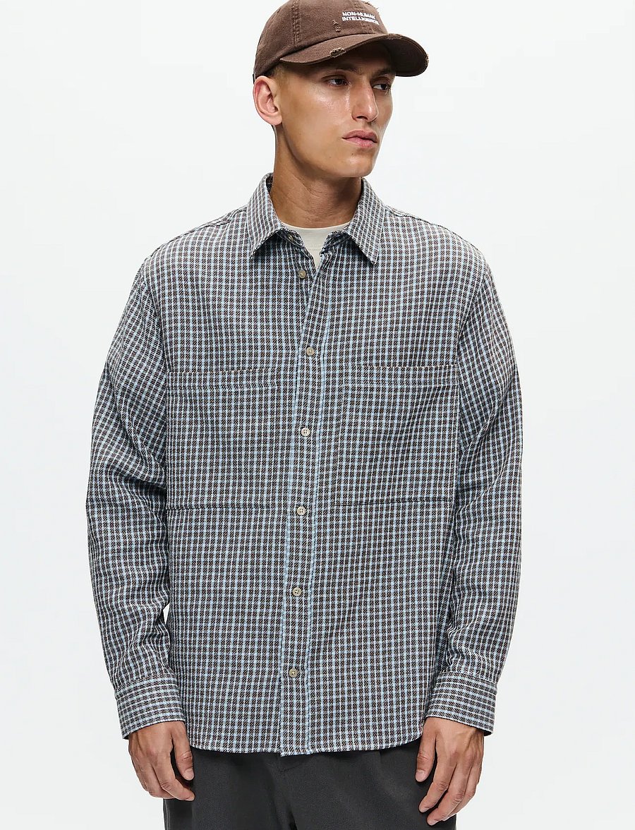 WOOD WOOD - WWNico shirt 25280 - subdued blue check - 0