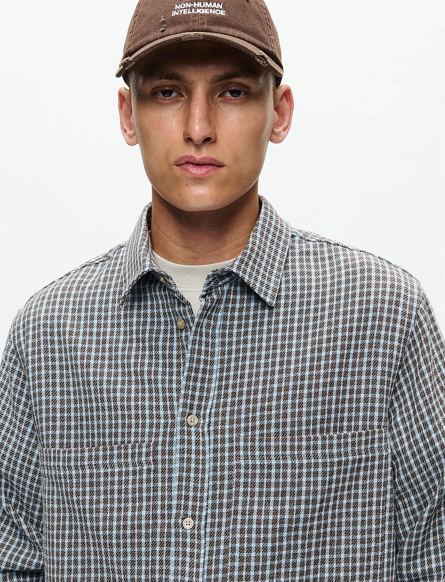 WOOD WOOD - WWNico shirt 25280 - subdued blue check - 2