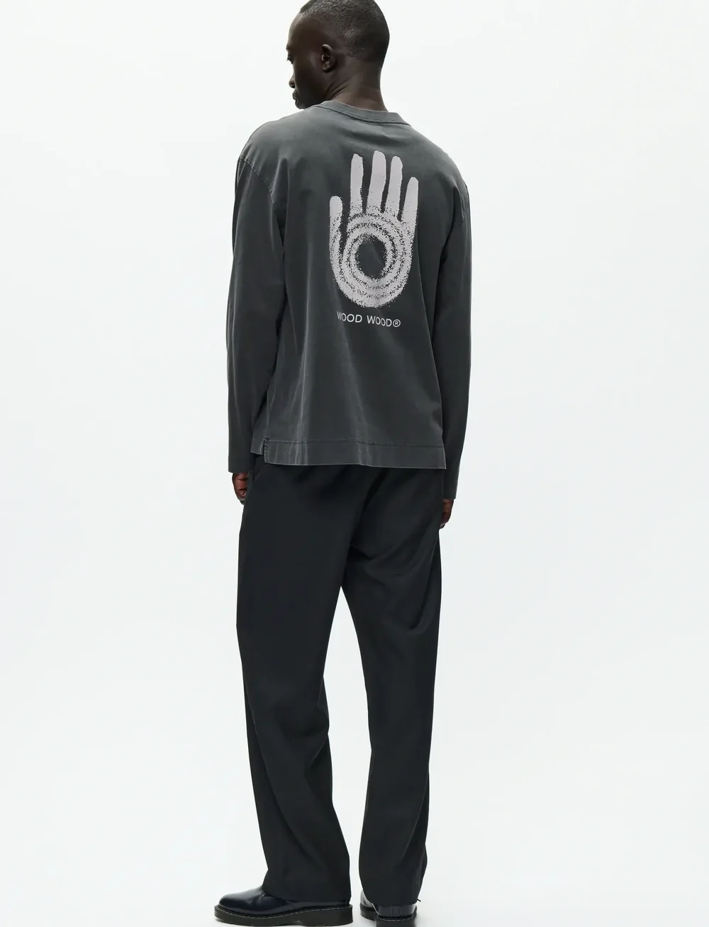 WOOD WOOD - WWRyan x crew neck intel 25207 - pikkade varrukatega t-särgid - washed black - 4