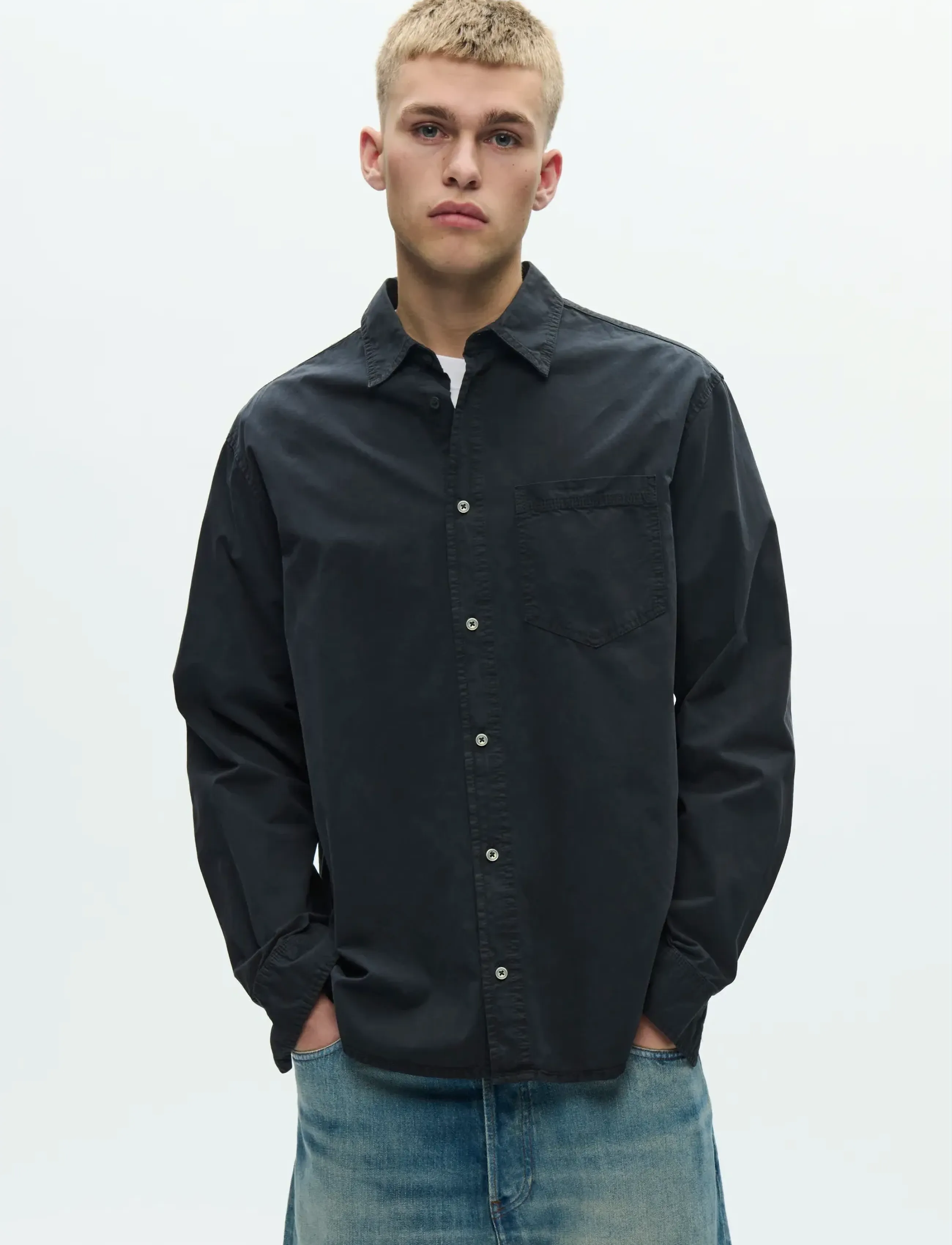 WOOD WOOD Wwnico Shirt 25187, L, Black, Skjorter > Afslappet Shirts, Herre