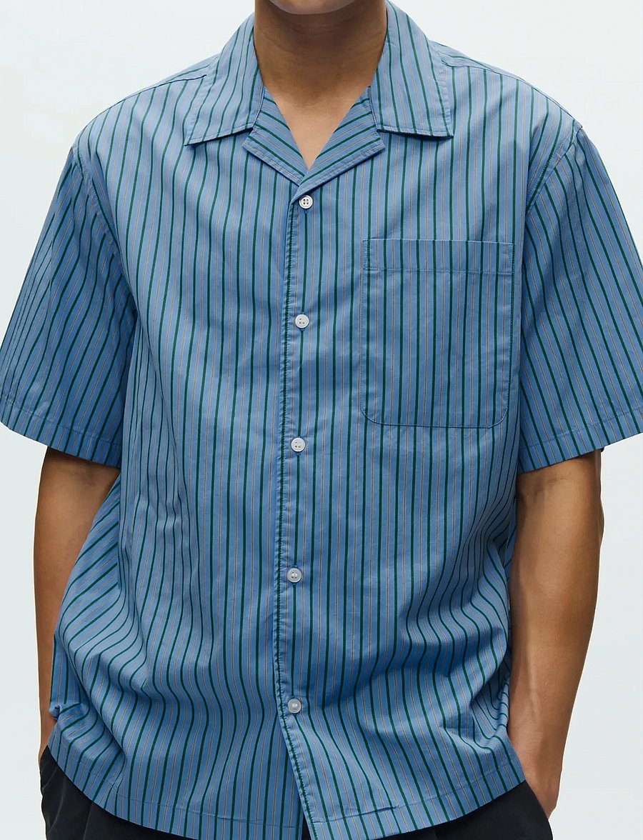 WOOD WOOD - WWNico SS shirt 25115 - randiga skjortor - azurine stripe - 4