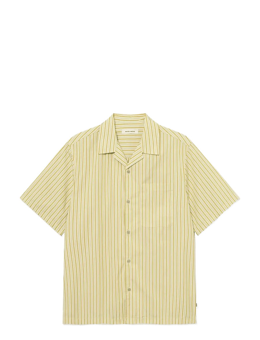 WOOD WOOD - WWNico SS shirt 25115 - stribede skjorter - golden palm stripe - 1