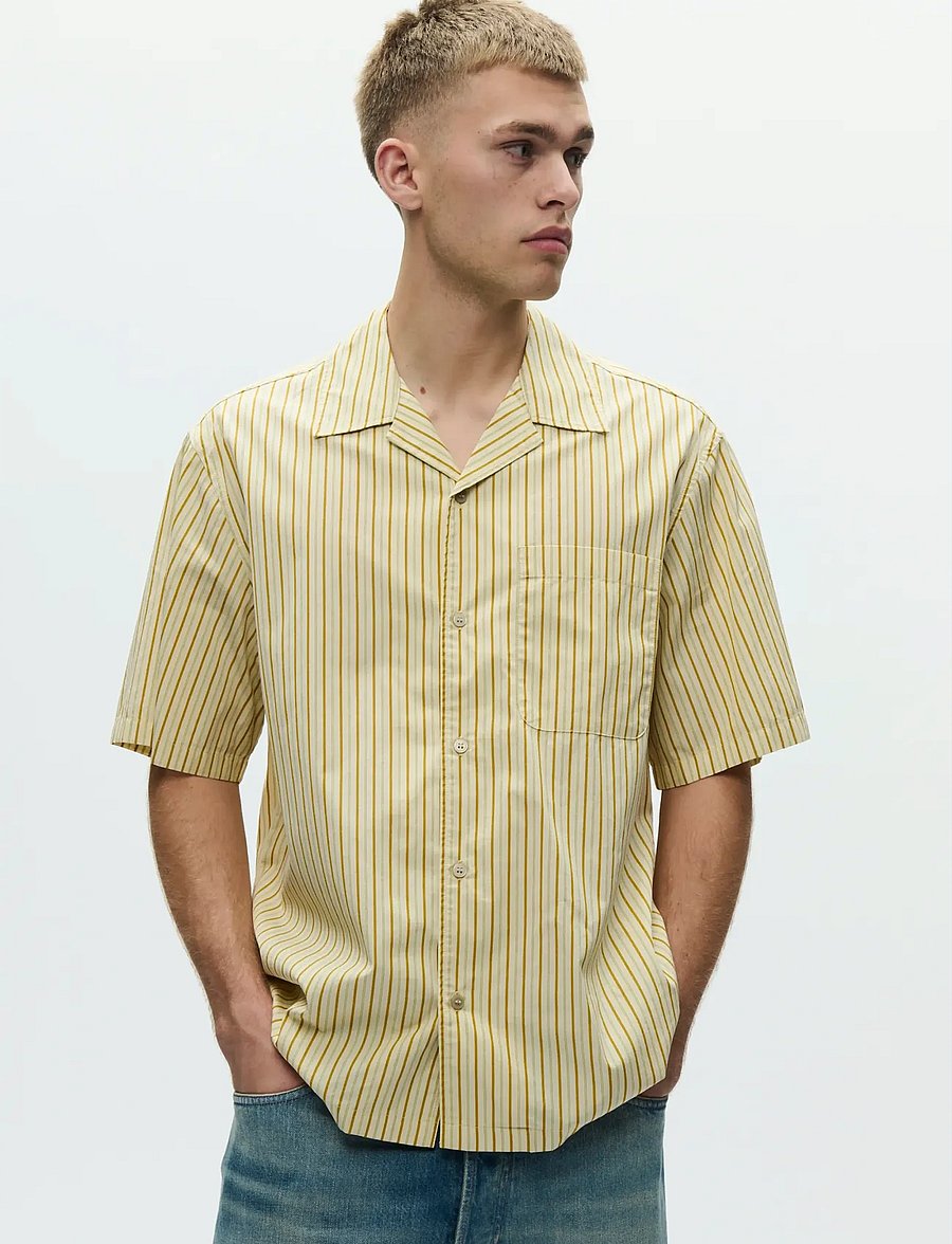 WOOD WOOD - WWNico SS shirt 25115 - stribede skjorter - golden palm stripe - 0