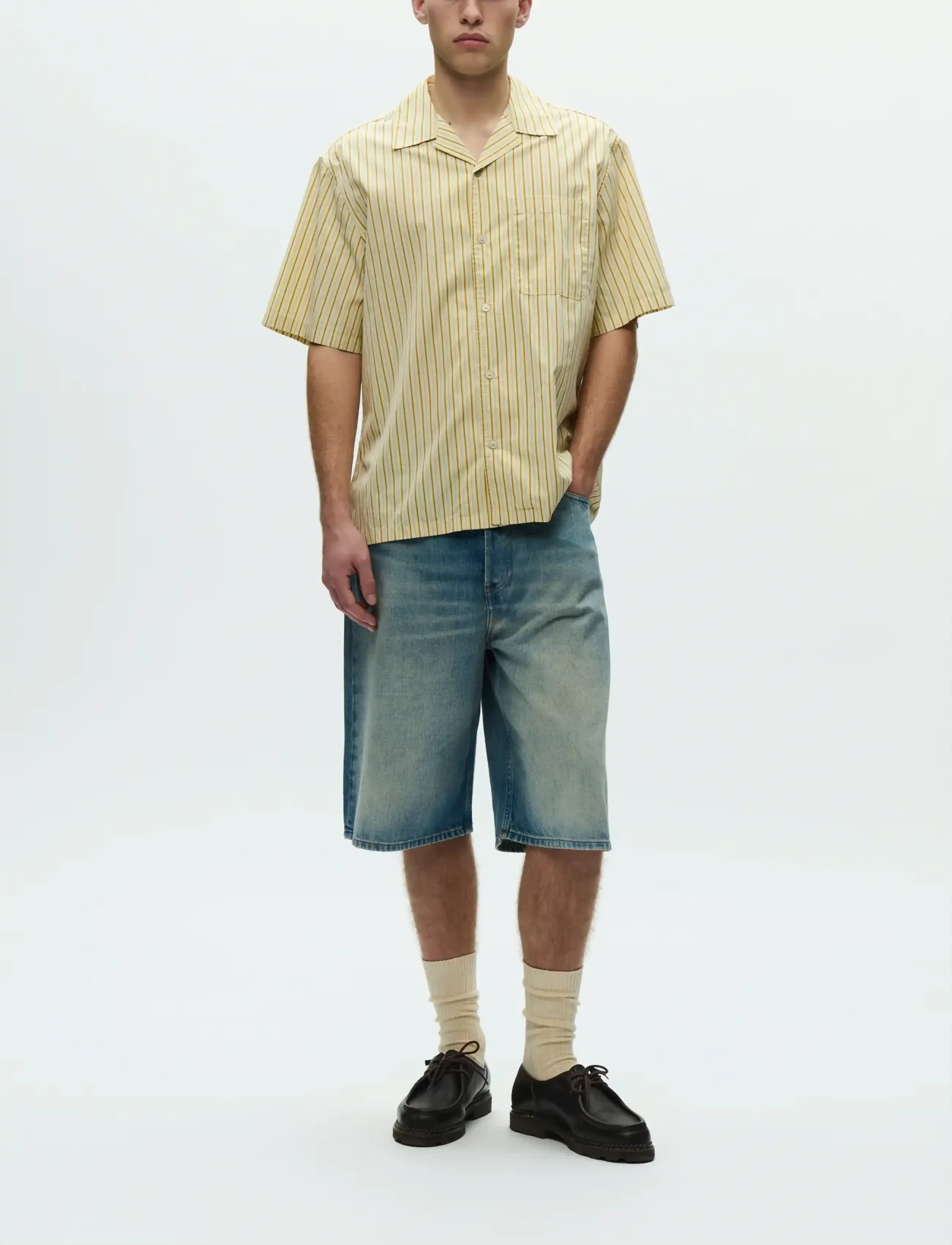 WOOD WOOD - WWNico SS shirt 25115 - laisvalaikio marškiniai - golden palm stripe - 2