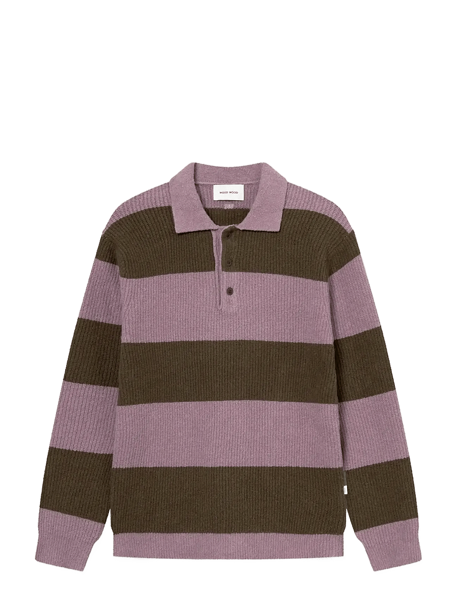 WOOD WOOD - WWKimse polo 25363 - long-sleeved knitted polos - elderberry stripe - 1