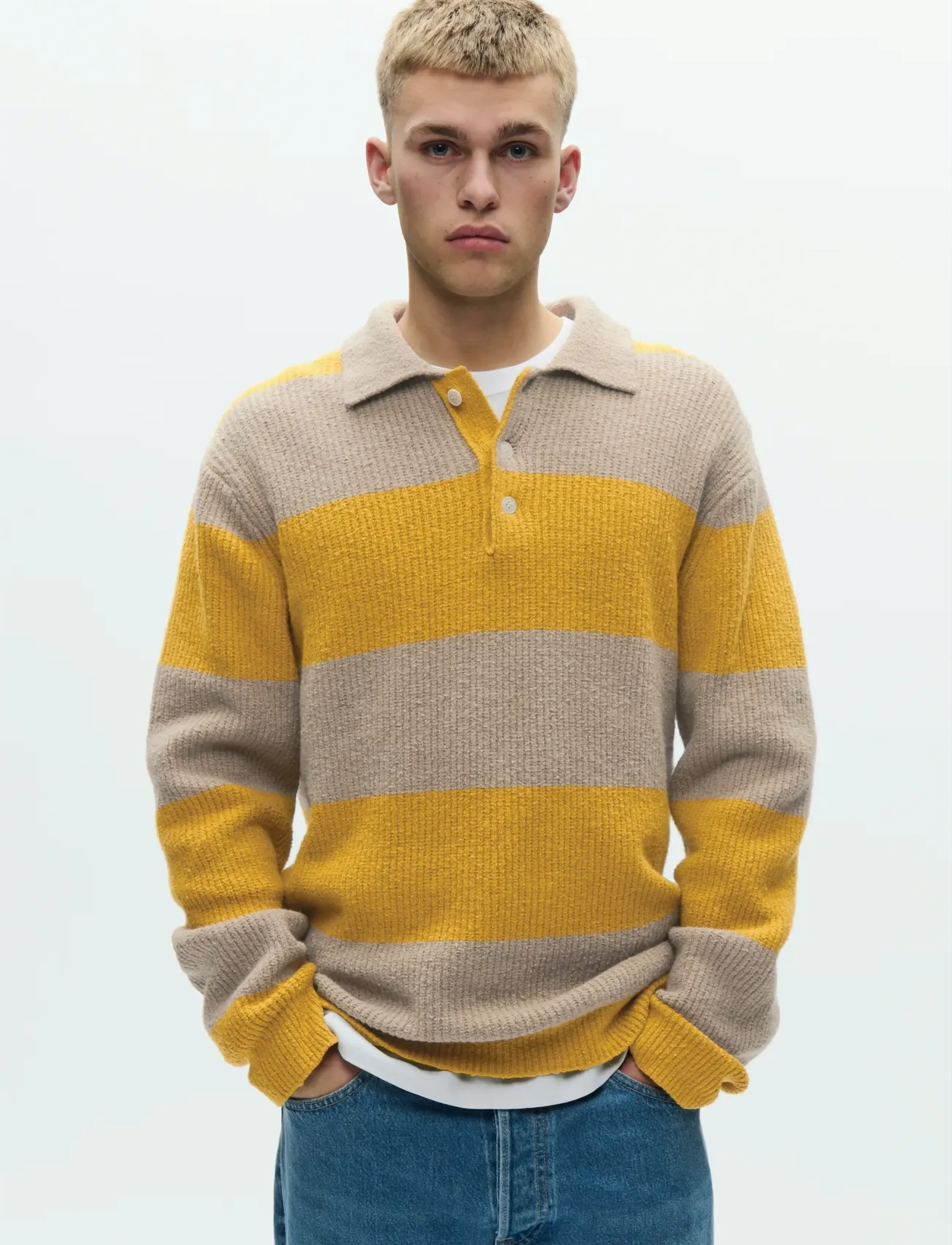 WOOD WOOD WWKimse polo 25363 - Knitted polos - GOLDEN PALM STRIPE / yellow