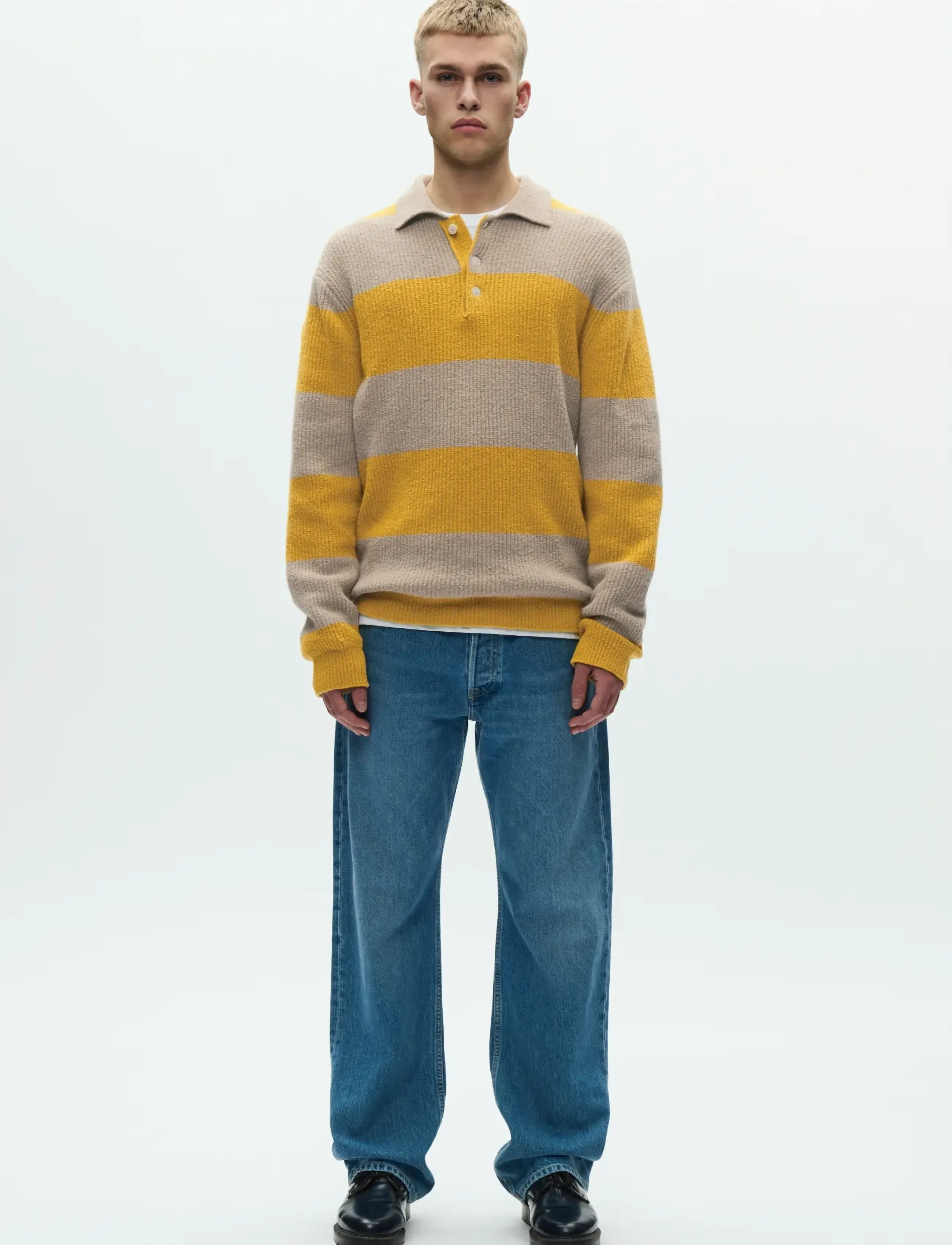 WOOD WOOD - WWKimse polo 25363 - poloer i strik med lange ærmer - golden palm stripe - 2