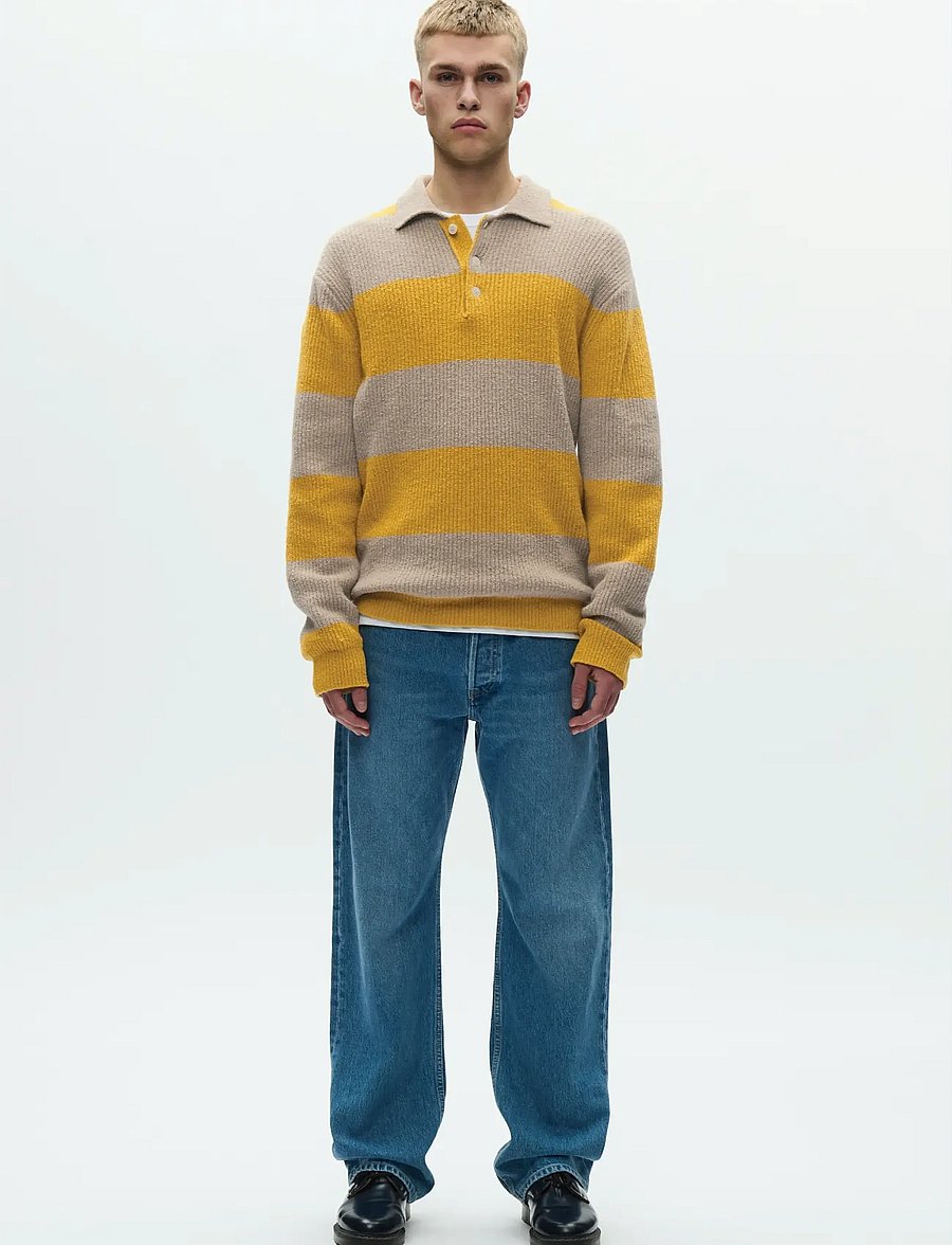WOOD WOOD - WWKimse polo 25363 - long-sleeved knitted polos - golden palm stripe - 2