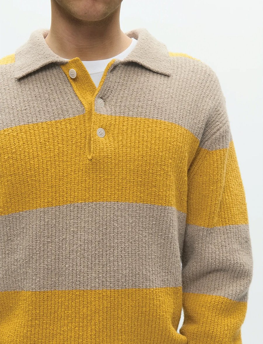 WOOD WOOD - WWKimse polo 25363 - long-sleeved knitted polos - golden palm stripe - 4