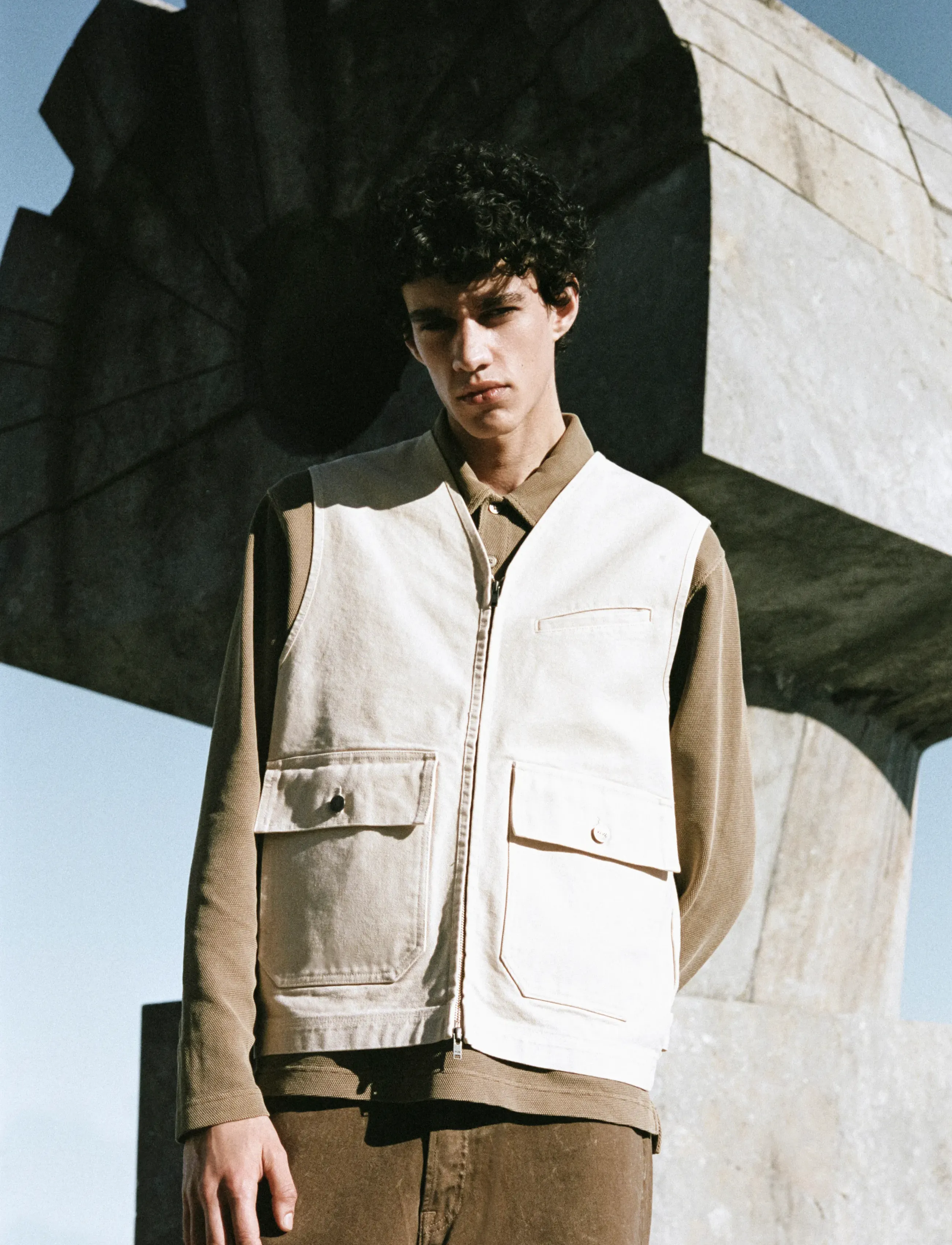WOOD WOOD Wwbow Vest 25197, Mænd, Utility Vest, Beige, Str: XS