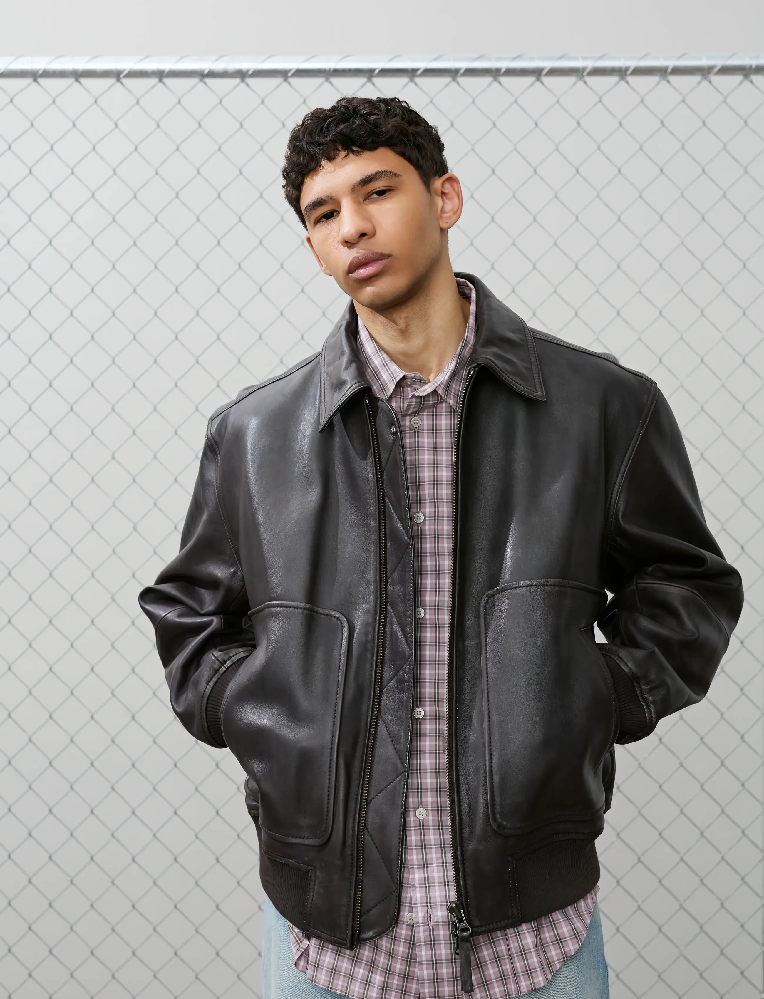 WOOD Wwkrede Bomber Jacket 25367, S, Jackets, Braun - Leather, Männerswear