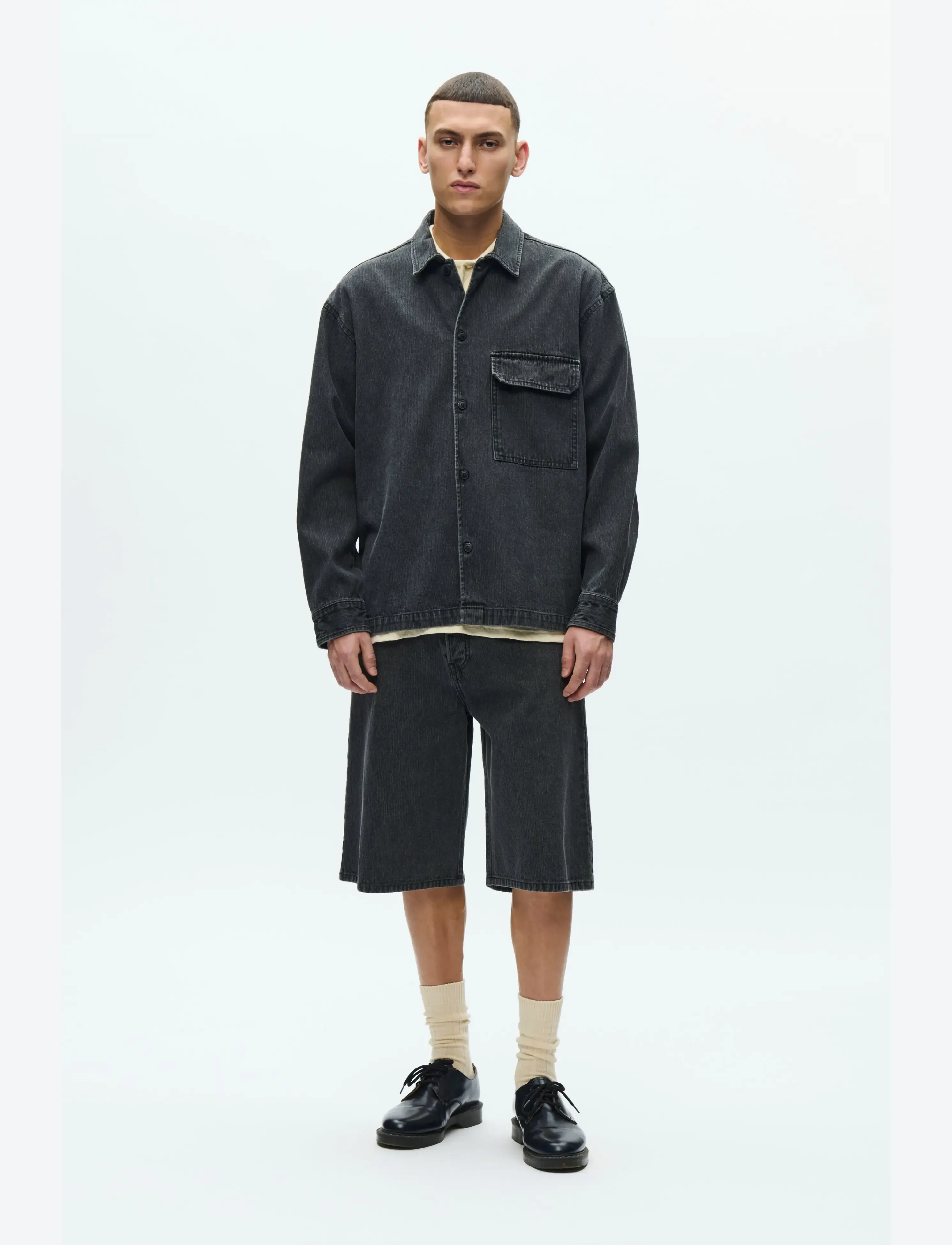 WOOD WOOD WWDavid overshirt 25354 - Üleriided - WASHED BLACK / grey