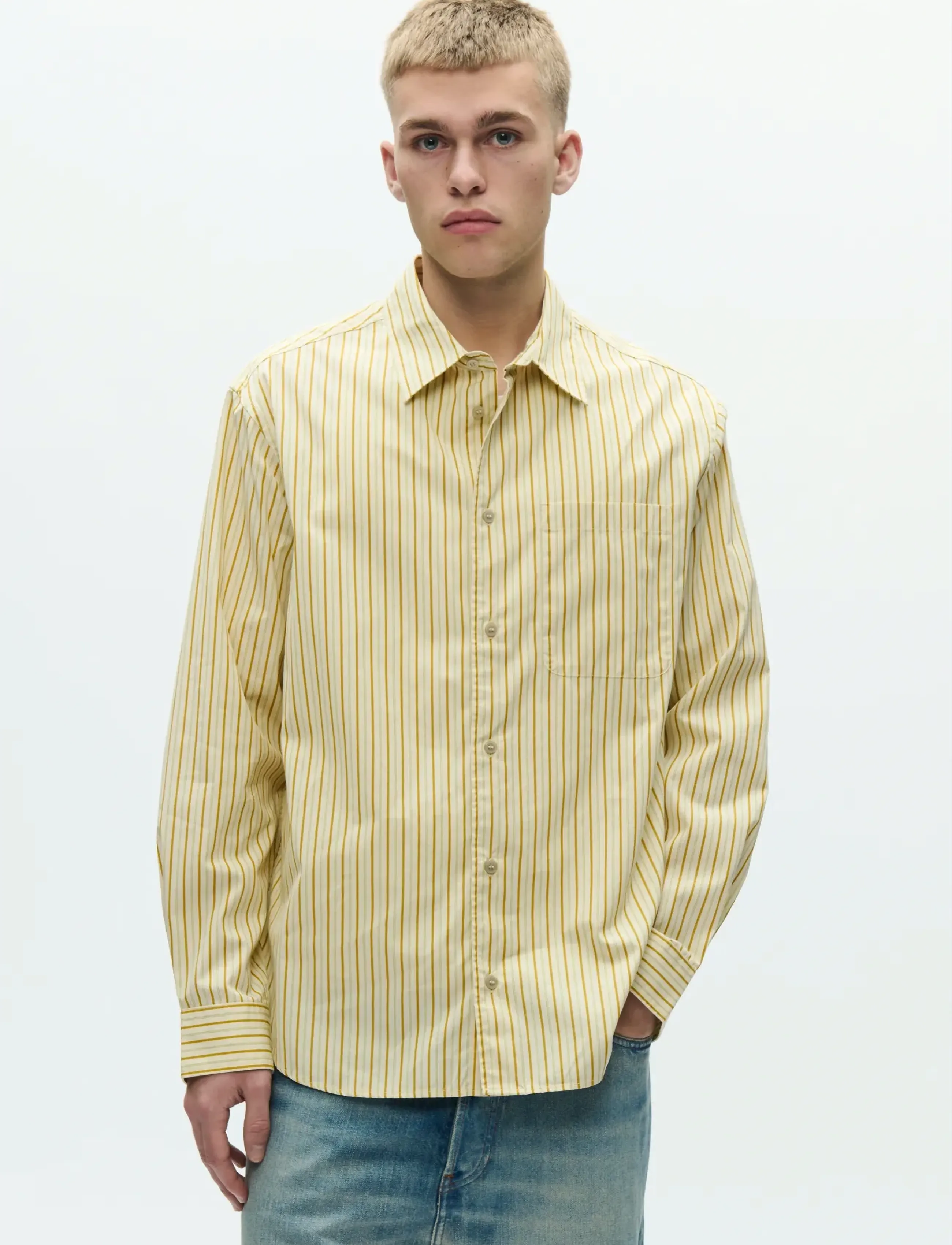 WOOD WOOD WWNico shirt 25115 - WOOD WOOD - GOLDEN PALM STRIPE / yellow
