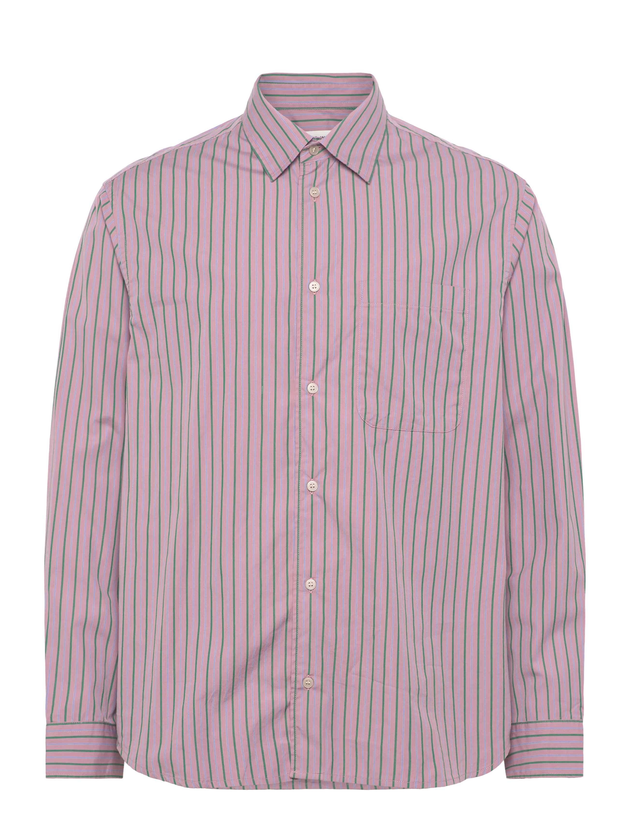 WOOD WOOD WWNico shirt 25115 - WOOD WOOD - VERDANT GREEN STRIPE / pink/rose