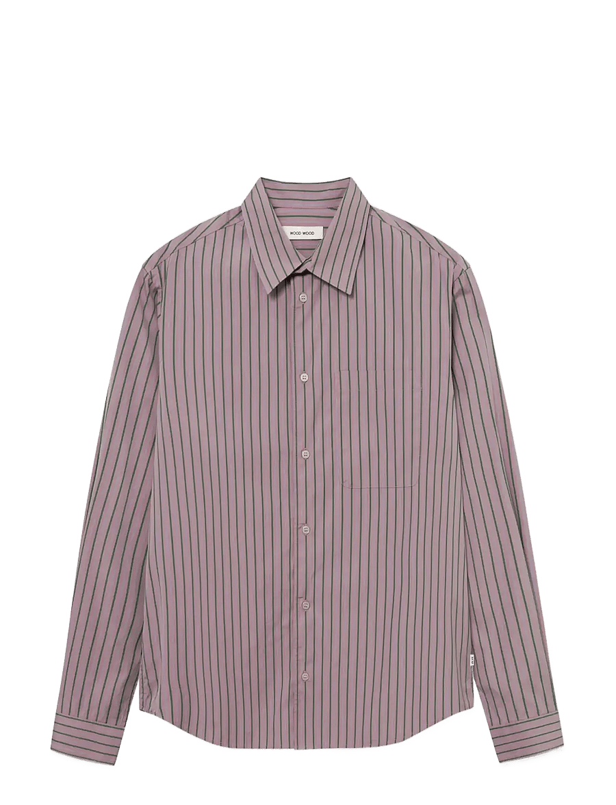 WOOD WOOD - WWNico shirt 25115 - basic skjorter - verdant green stripe - 0