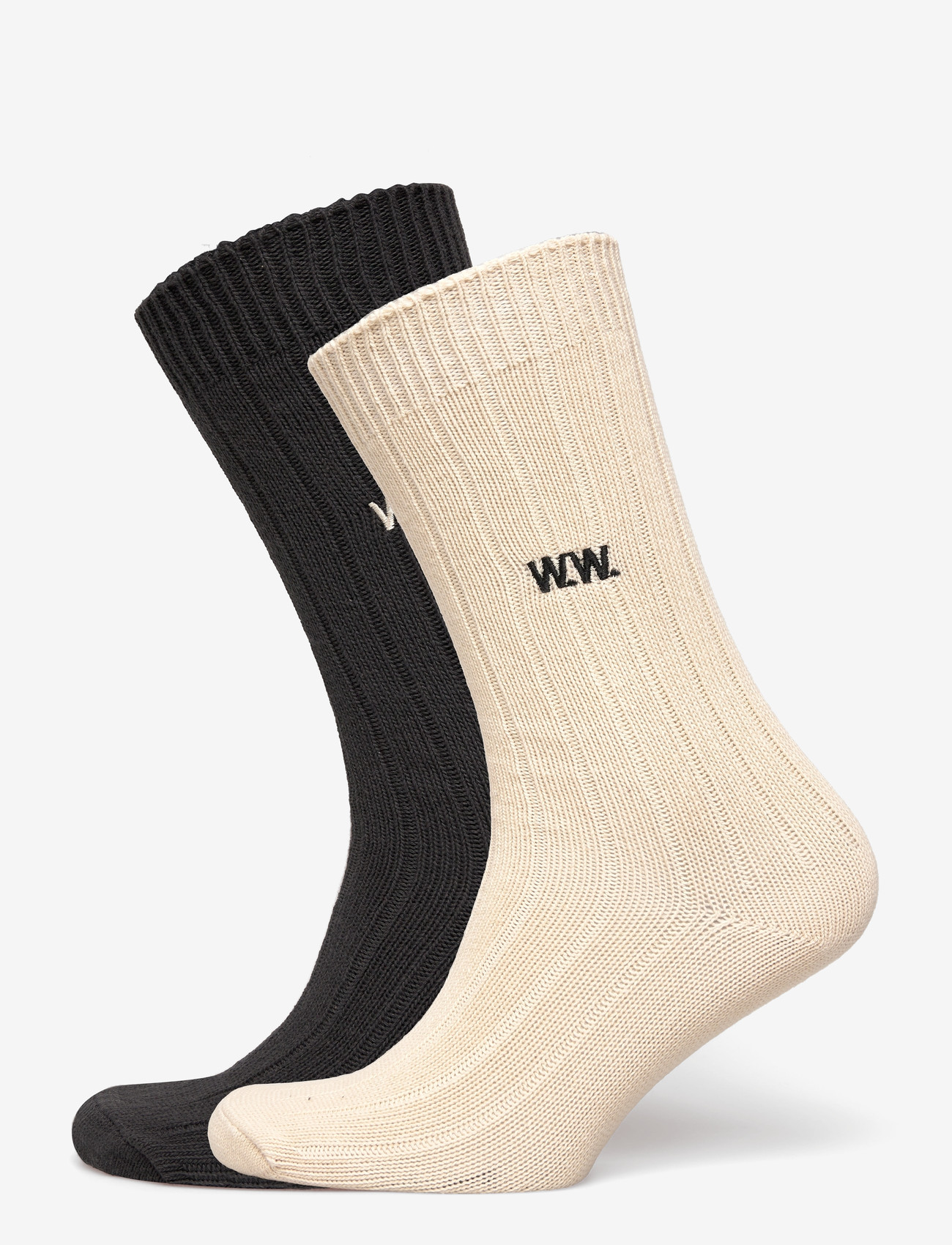 WOOD WOOD - WWDakota 2 pack sock 25330 - crew socks - turtledove / gray pinstripe - 0