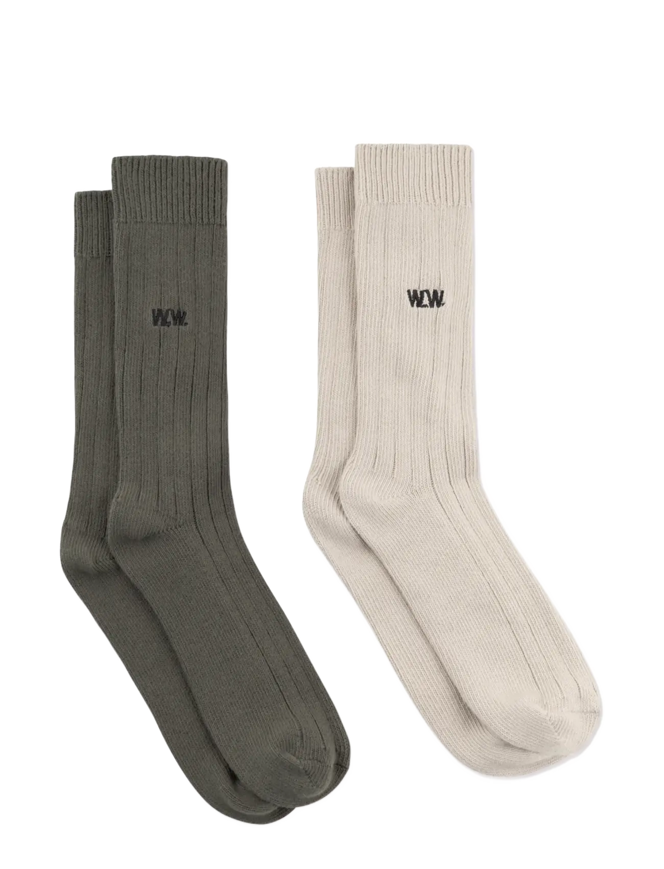 WOOD WOOD WWDakota 2 pack sock 25330 - Strømper - SILVER BIRCH/DEEP DEPTHS / cream