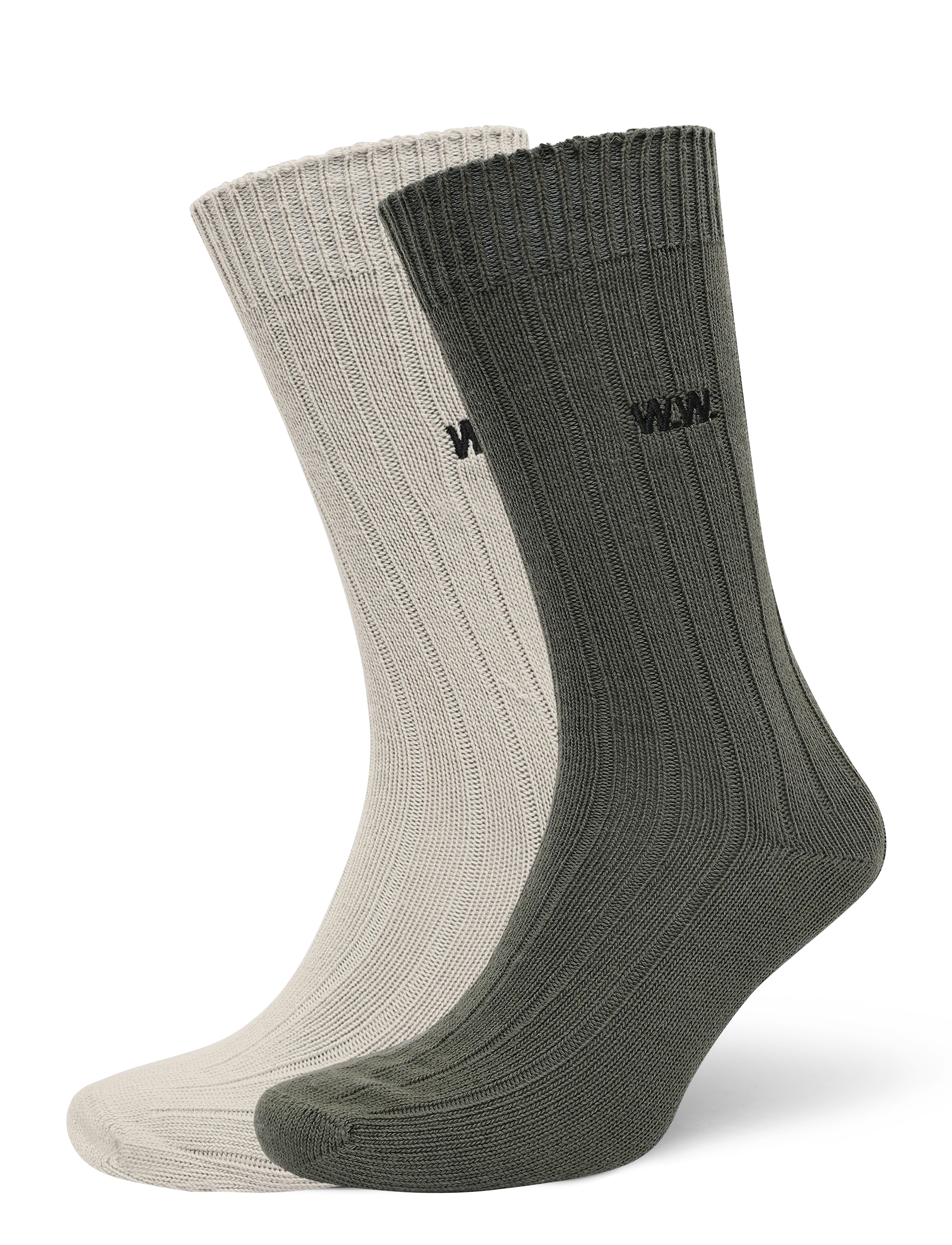 WOOD WOOD - WWDakota 2 pack sock 25330 - crew socks - silver birch/deep depths - 0