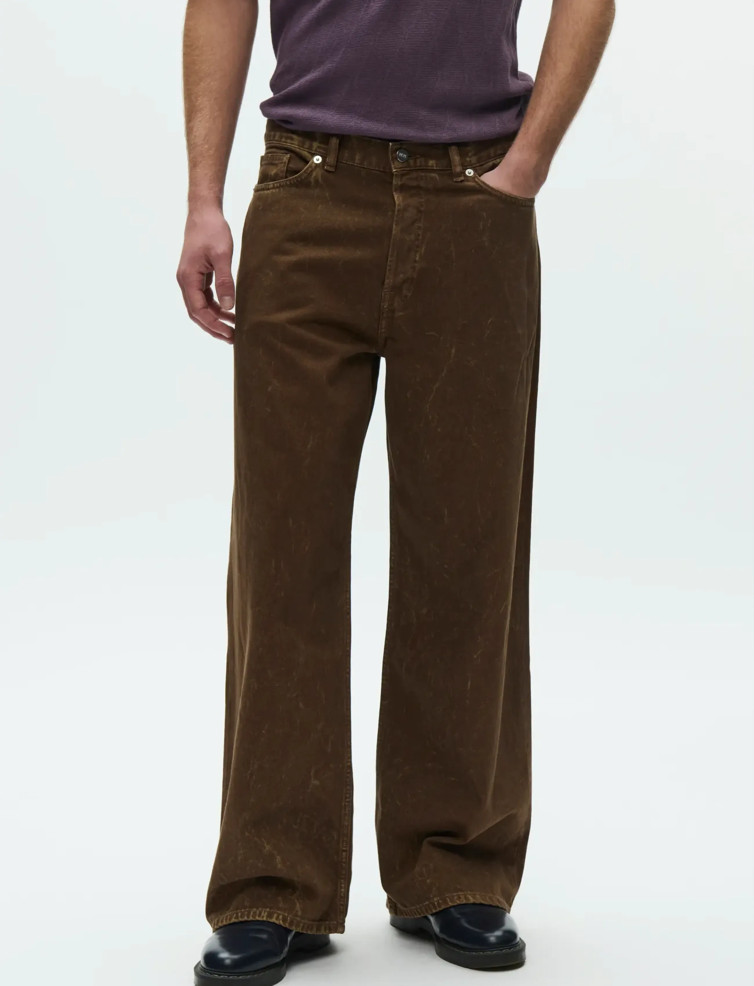 WOOD WOOD Wwtype 3 Jeans 25377, Mænd, Wide Leg Jeans, Brun, Str: 36 x 32