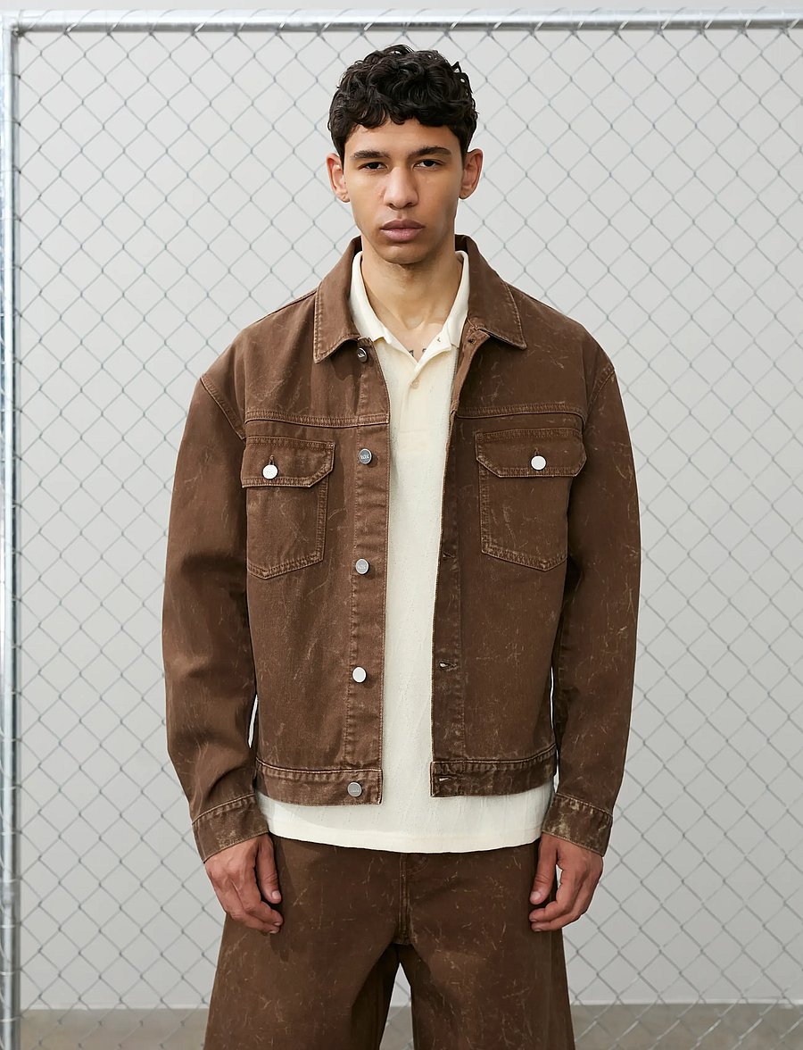 WOOD WOOD - WWType 10 jacket 25377 - unlined denim jackets - brown marble - 0