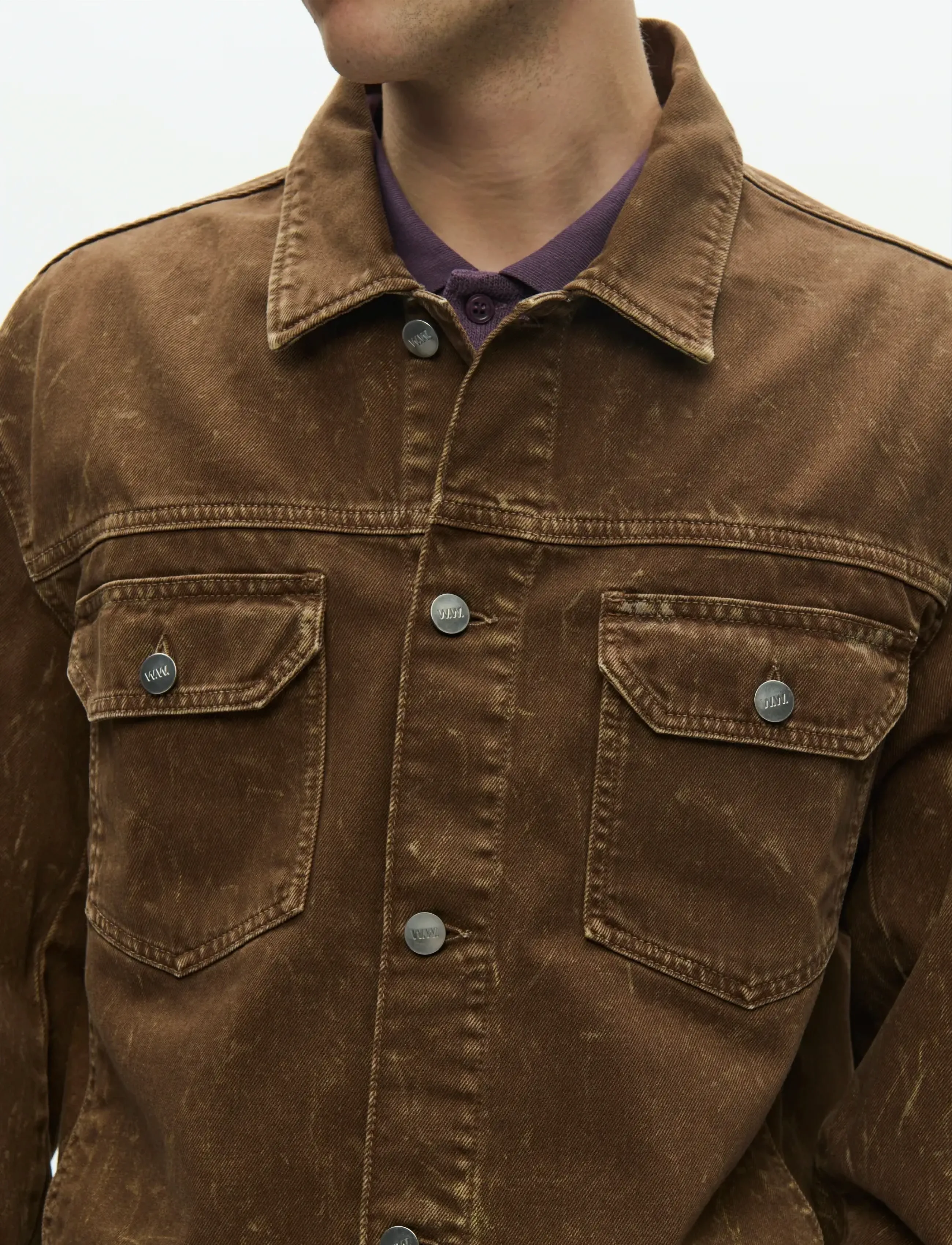 WOOD WOOD - WWType 10 jacket 25377 - ungefütterte denimjacken - brown marble - 3