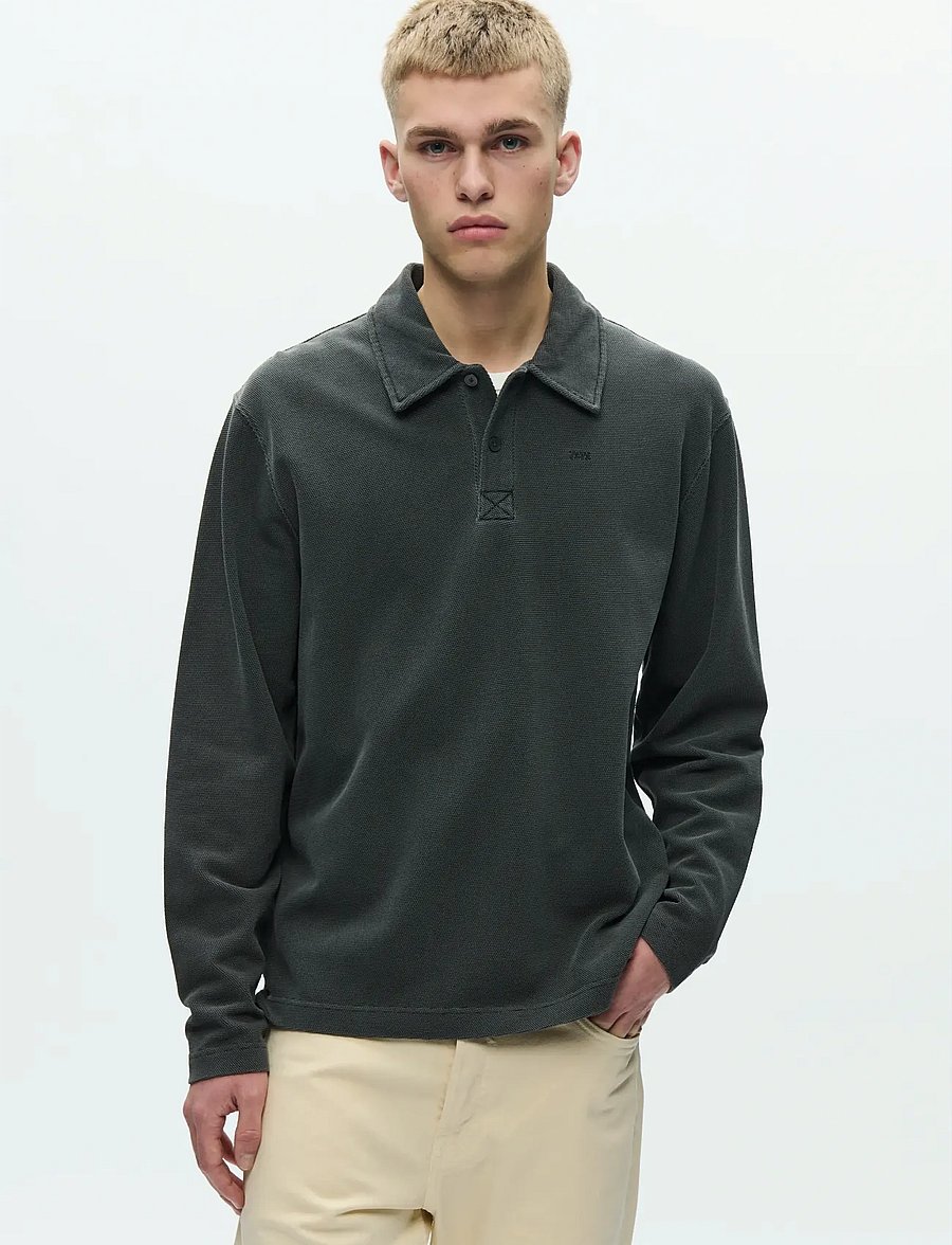 WOOD WOOD - WWThiago polo 25395 - langärmelig - washed black - 0