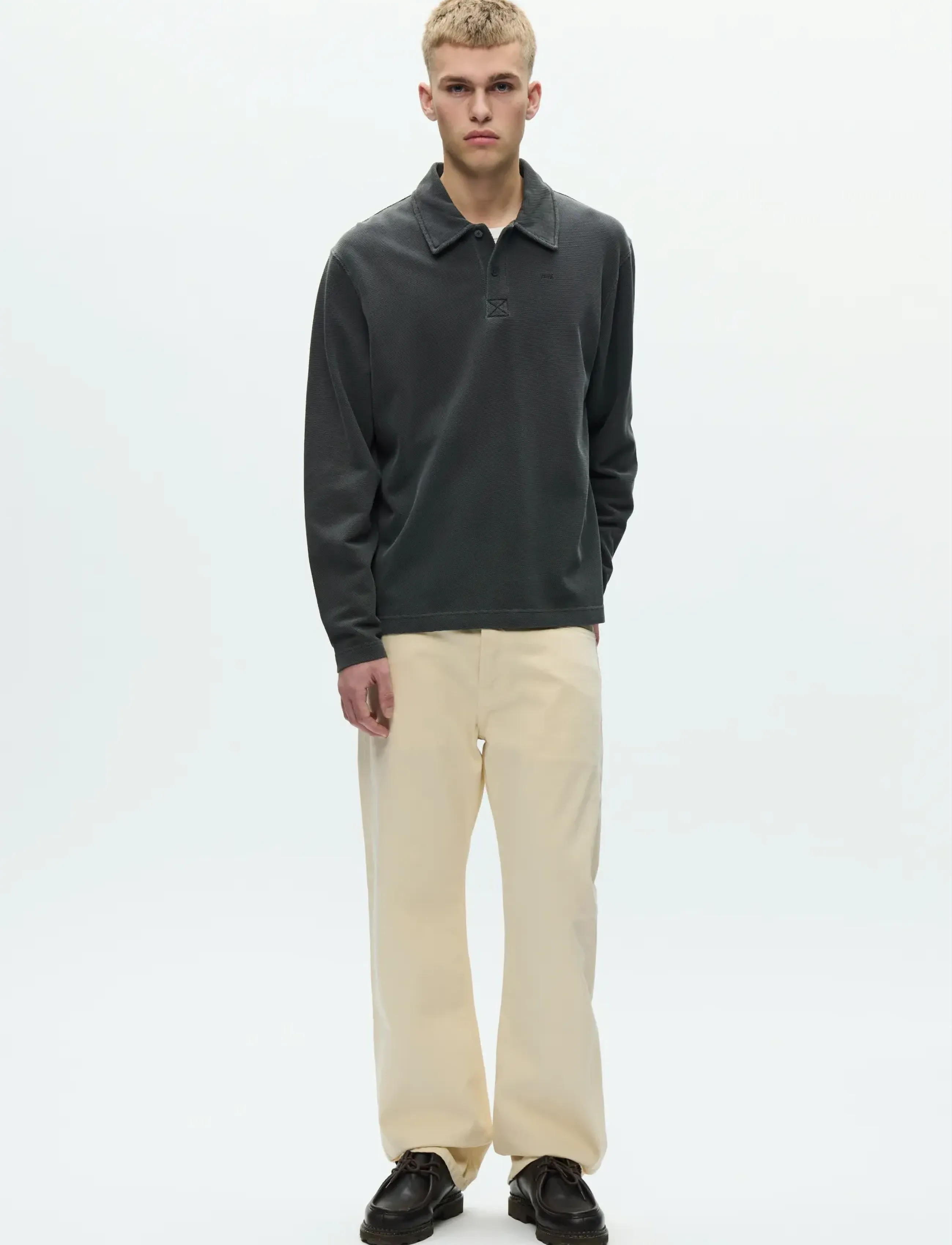 WOOD WOOD - WWThiago polo 25395 - polos à manches longues - washed black - 2