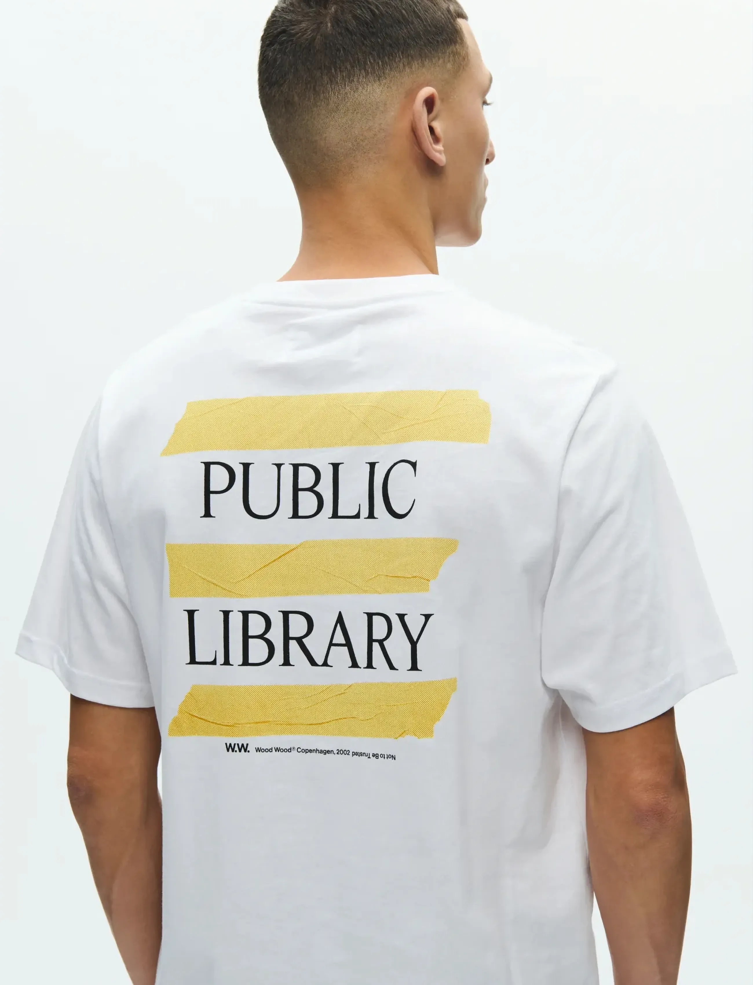 WOOD WOOD Wwbobby Tee Library 25220, Mænd, T-Shirt, Hvid, Str: XL
