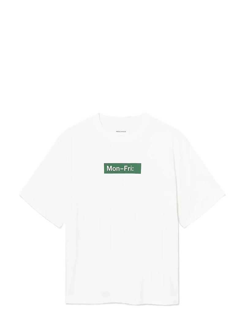 WOOD WOOD - WWGary tee mon-fri 25222 - short-sleeved t-shirts - bright white - 1