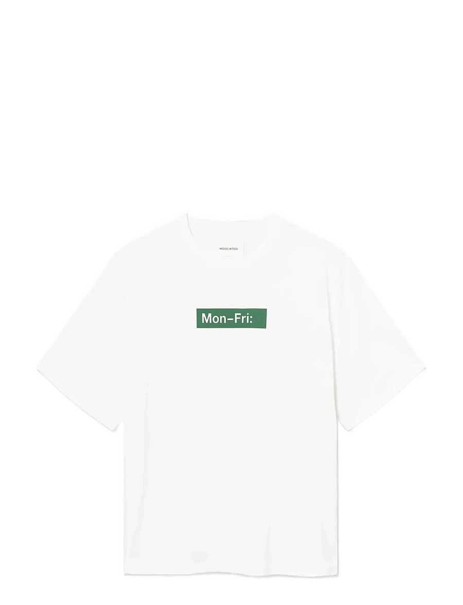 WOOD WOOD - WWGary tee mon-fri 25222 - kurzärmelig - bright white - 1