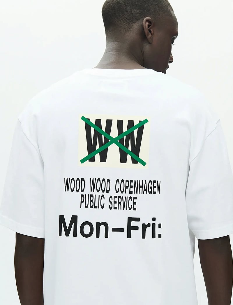 WOOD WOOD - WWGary tee mon-fri 25222 - short-sleeved t-shirts - bright white - 0