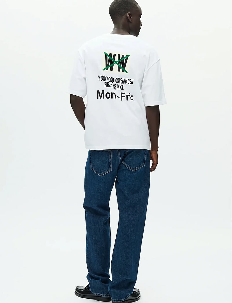 WOOD WOOD - WWGary tee mon-fri 25222 - short-sleeved t-shirts - bright white - 5