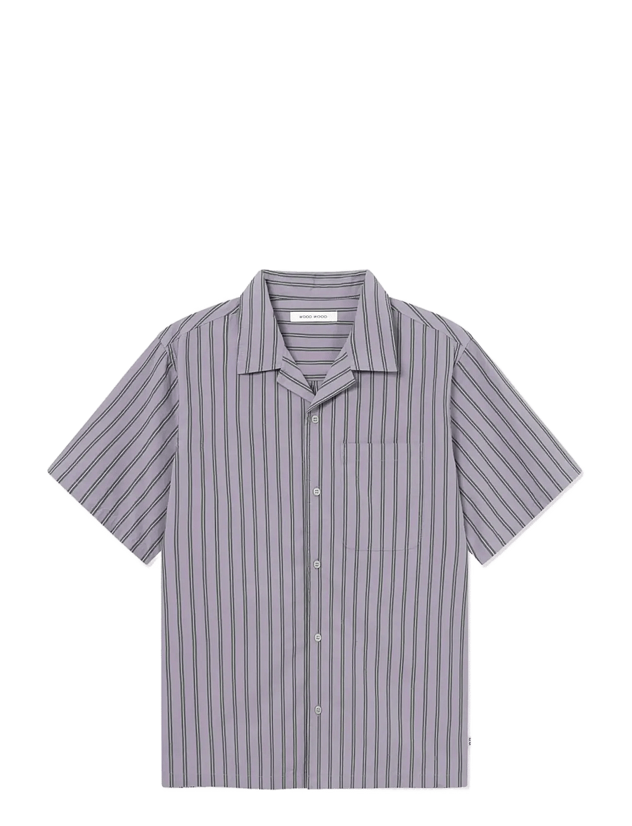 WOOD WOOD - WWNico SS shirt 25391 - basic skjorter - minimal gray stripe - 1