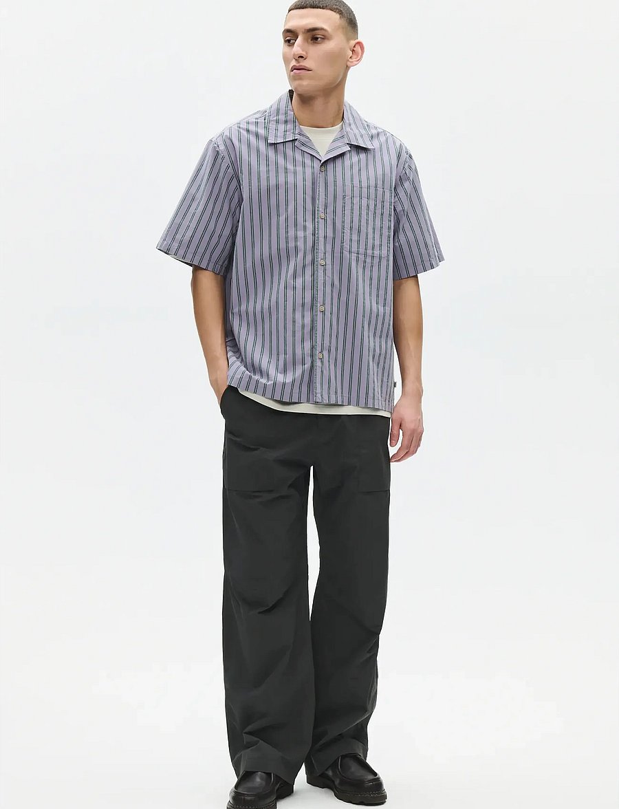 WOOD WOOD - WWNico SS shirt 25391 - basic skjorter - minimal gray stripe - 2