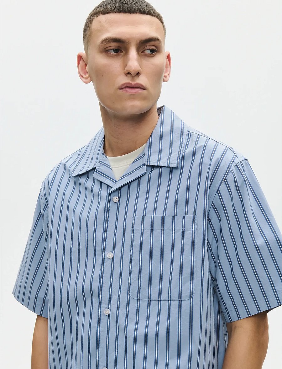 WOOD WOOD - WWNico SS shirt 25391 - basic skjortor - rainwashed stripe - 3